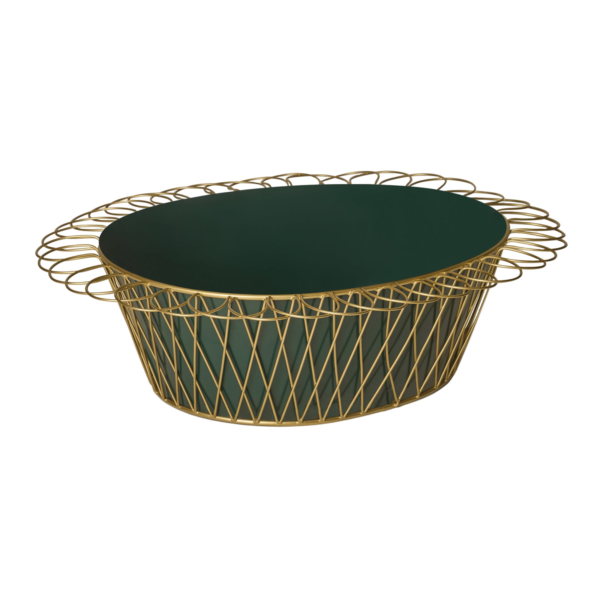 Wire Basket Planter | Forest Green & Gold