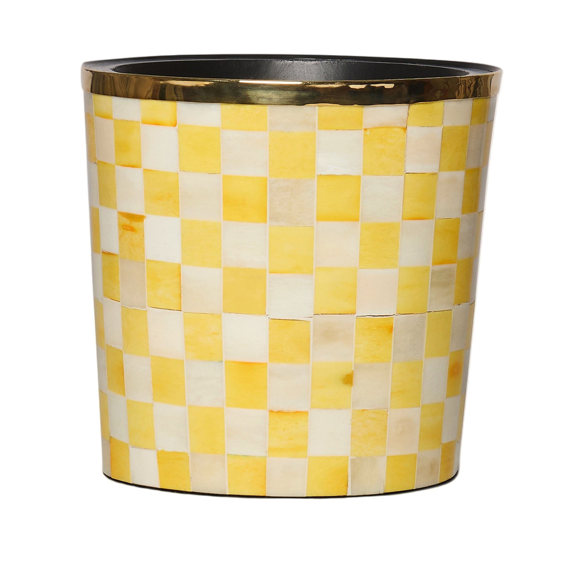 Round Inlay Planter | Medium | Yellow | Chequered