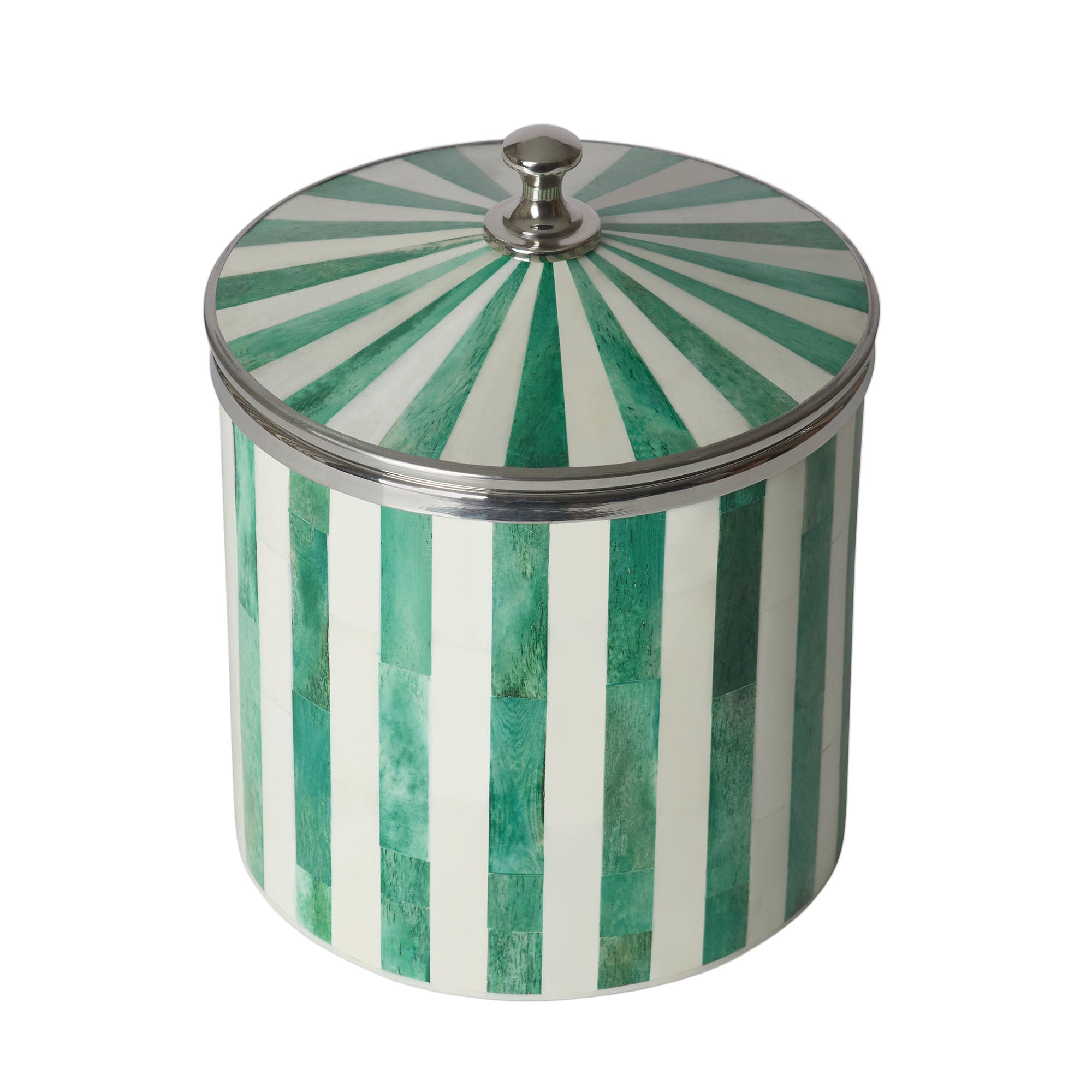 Bone Inlay Ice Bucket | Green & White | Striped