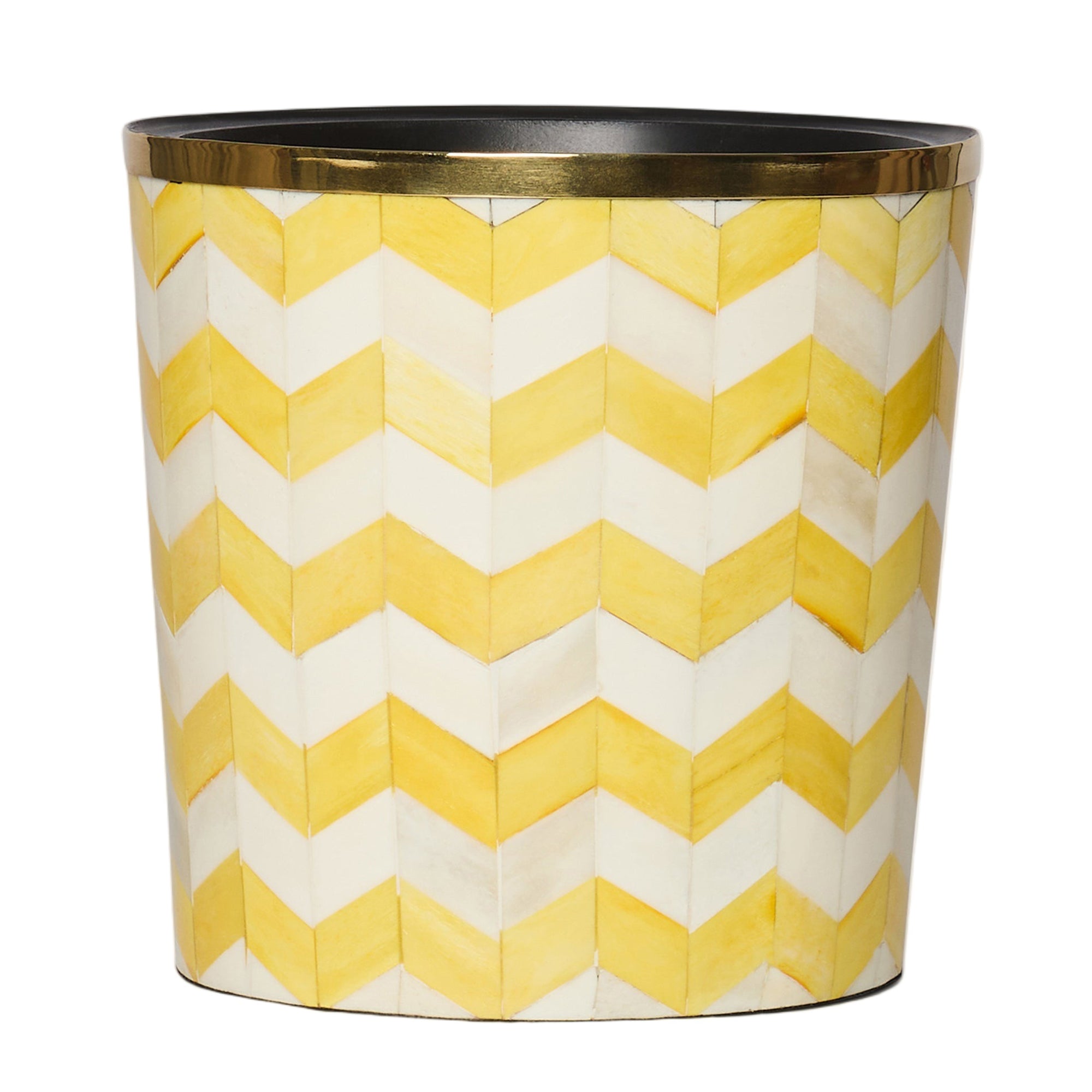 Round Inlay Planter | Medium | Yellow | Chevron