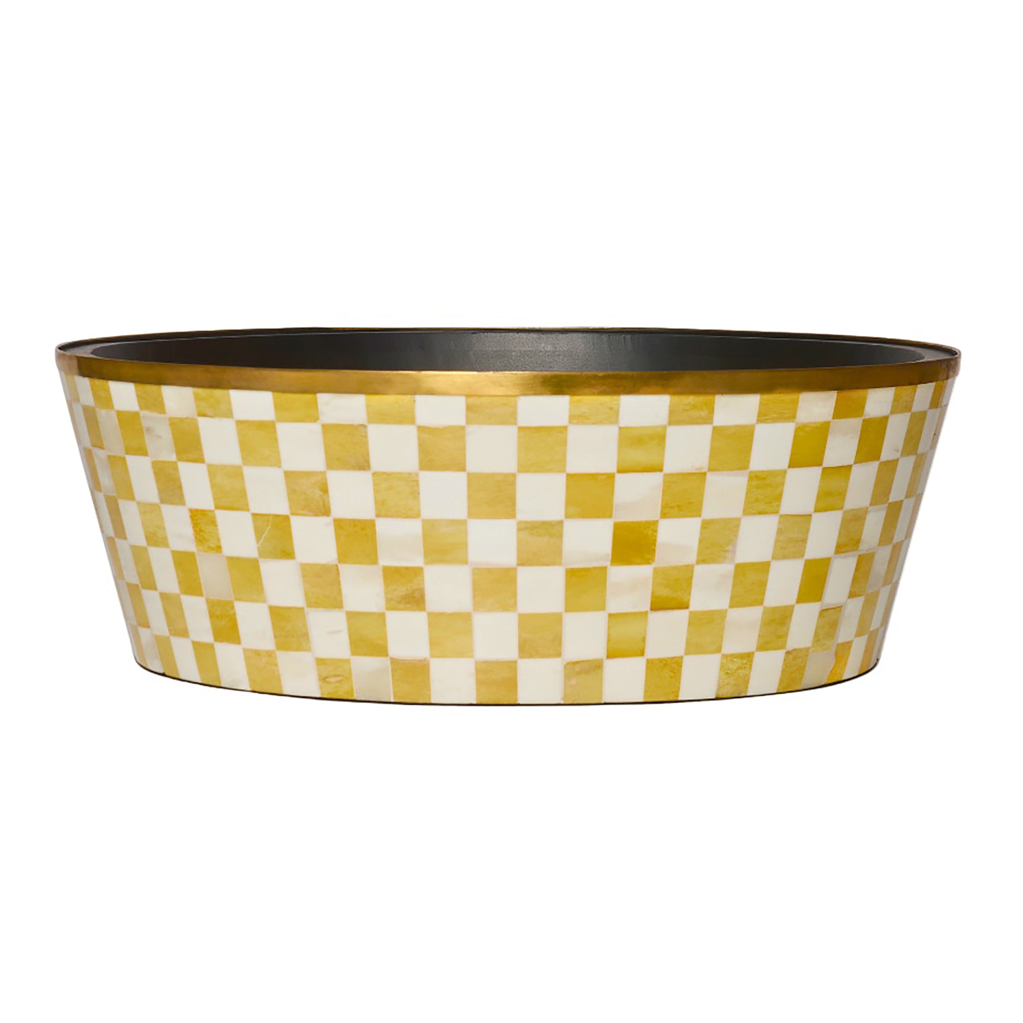 Round Inlay Planter | Large |Yellow | Chequered