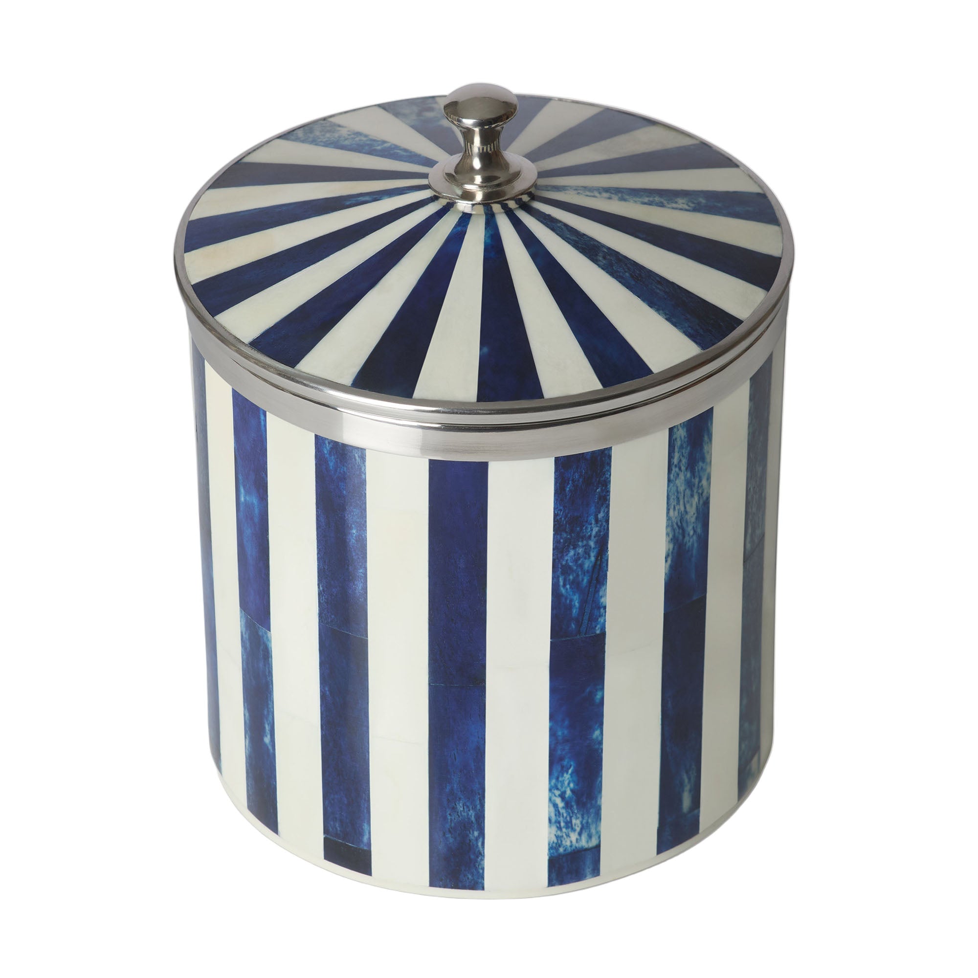 Bone Inlay Ice Bucket | Blue & White | Striped