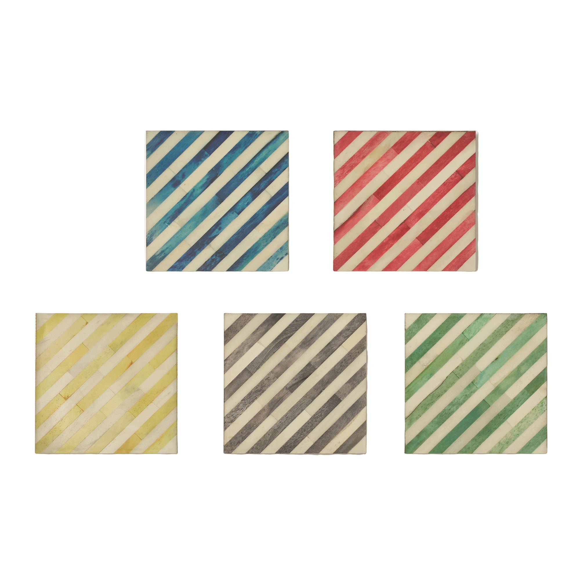 Set of Coasters | Inlay Striped | Multi Coloured