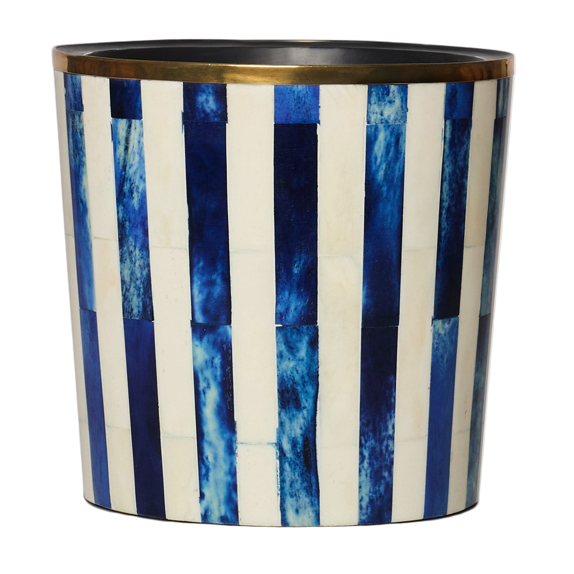 Round Inlay Planter | Medium | Blue | Striped