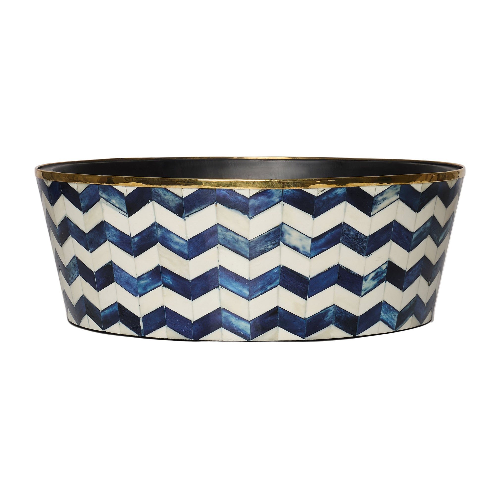 Round Inlay Planter | Large | Blue | Chevron
