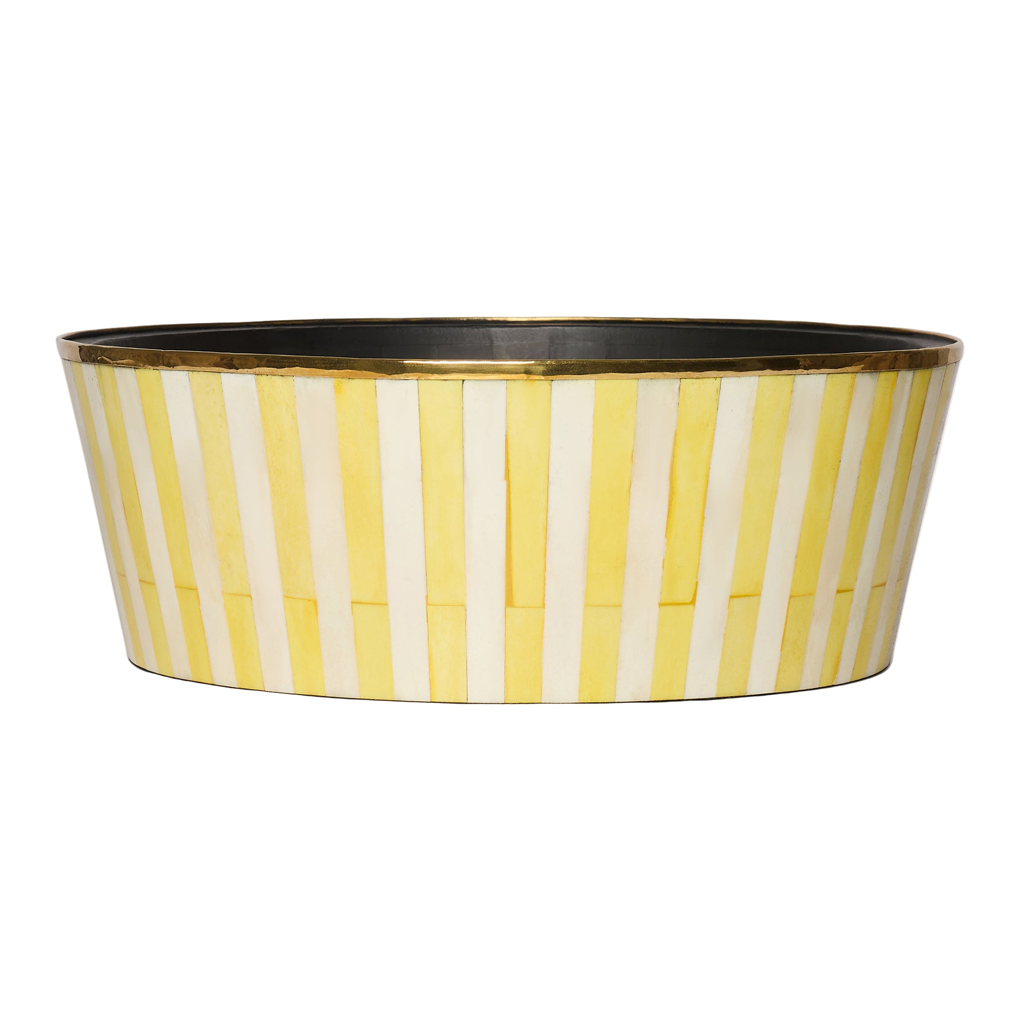 Round Inlay Planter | Large | Yellow | Striped