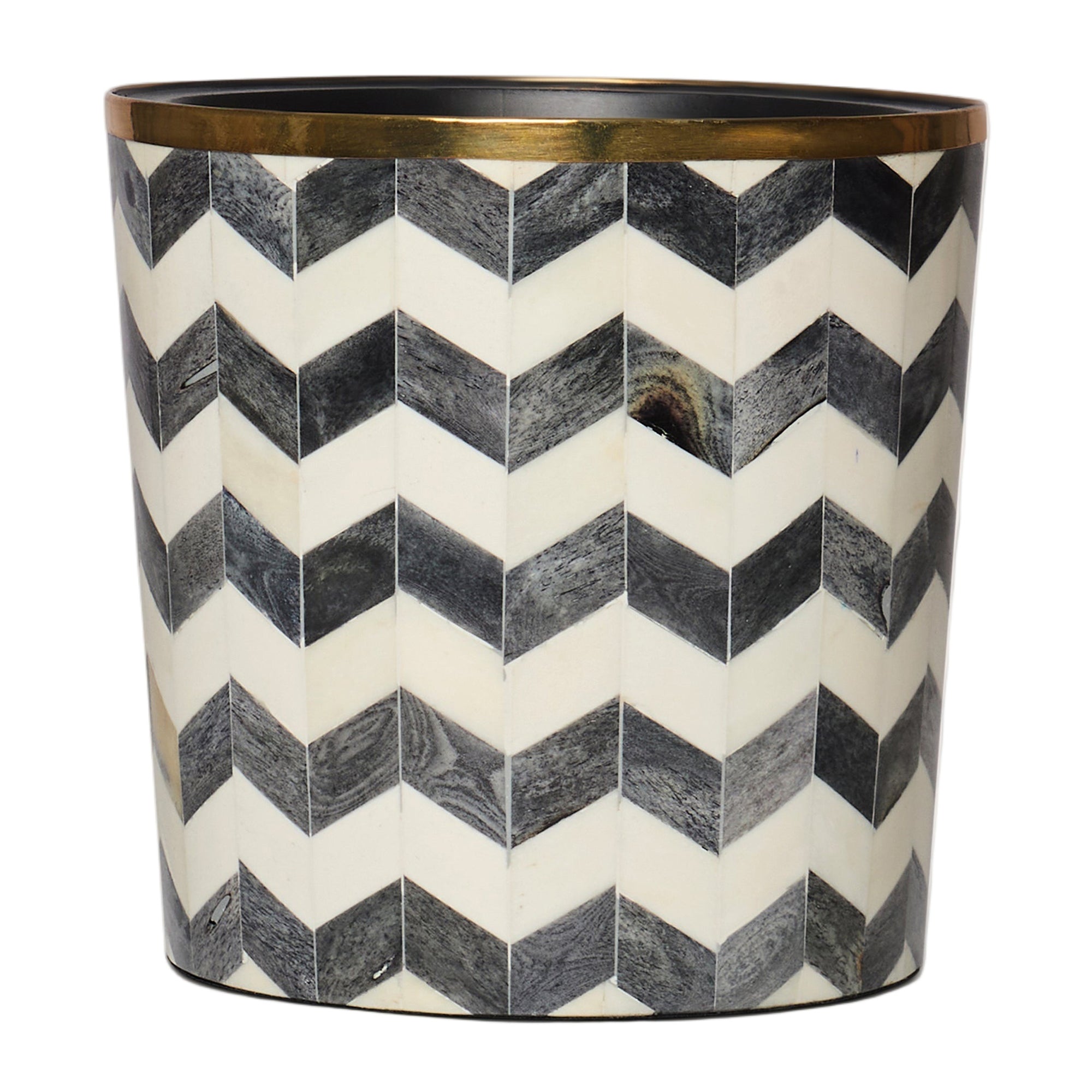 Round Inlay Planter | Medium | Grey | Chevron