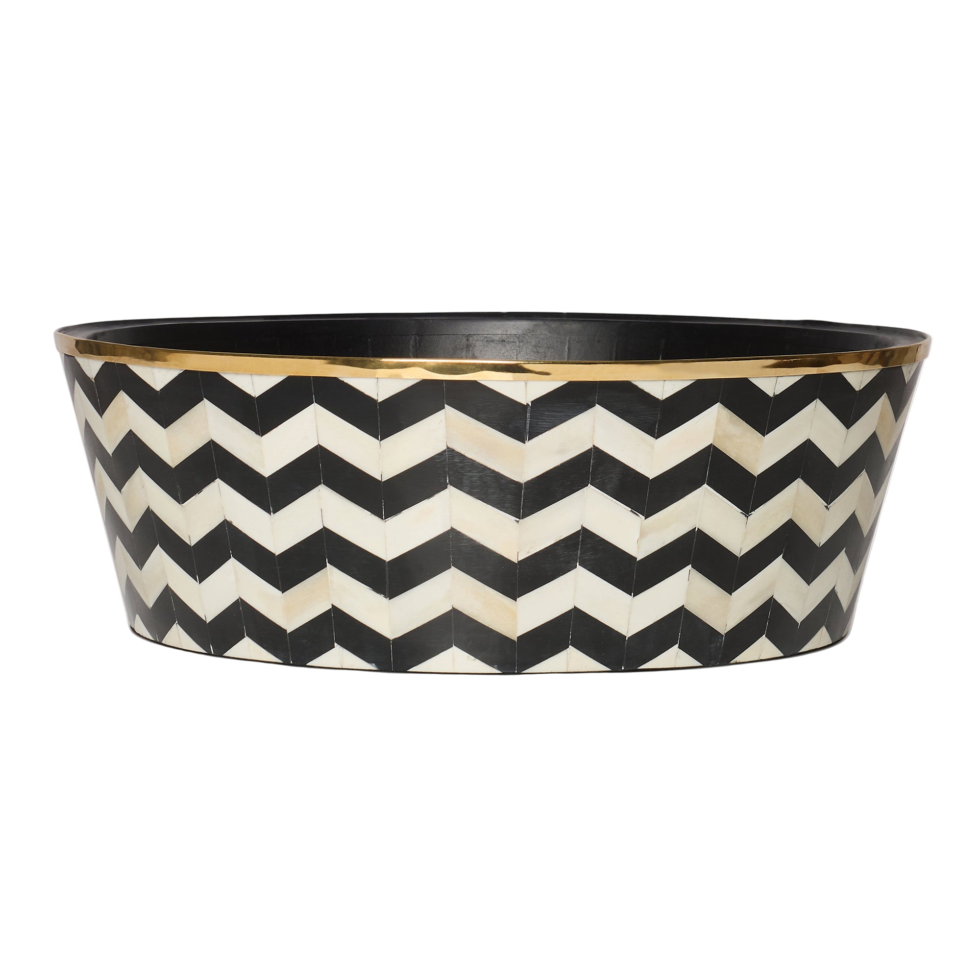 Round Inlay Planter | Large | Black | Chevron