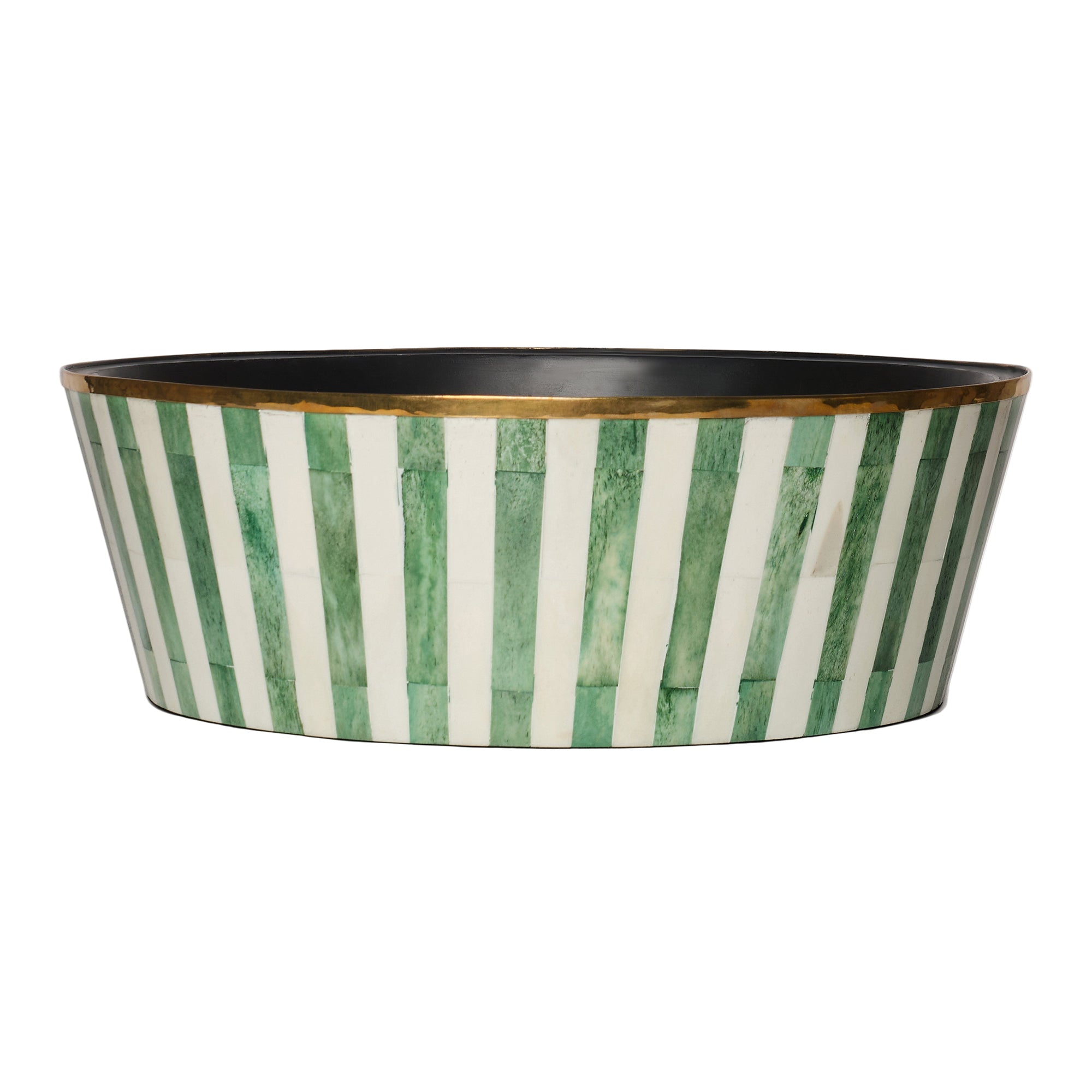 Round Inlay Planter | Large | Green | Striped