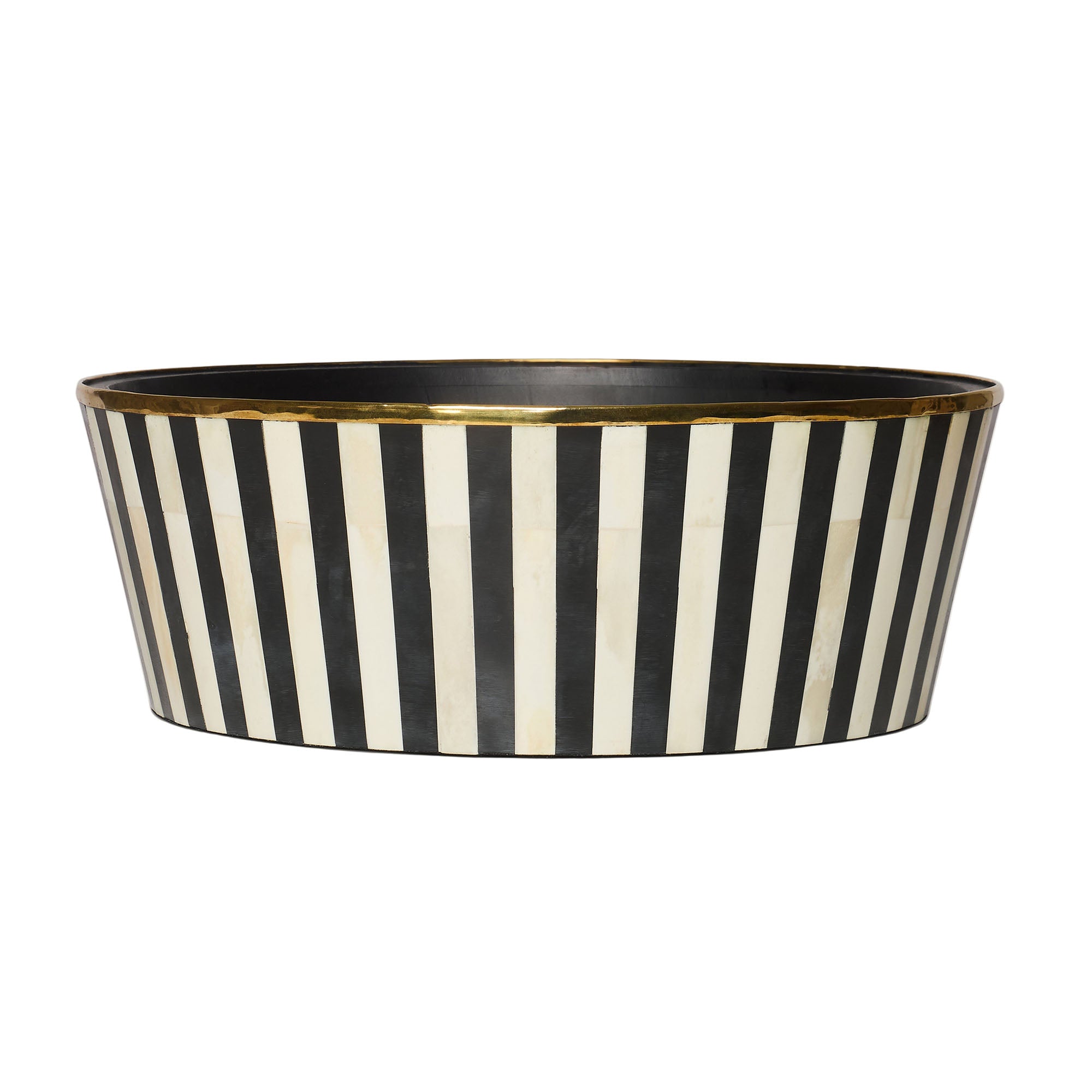 Round Inlay Planter | Large | Black | Striped