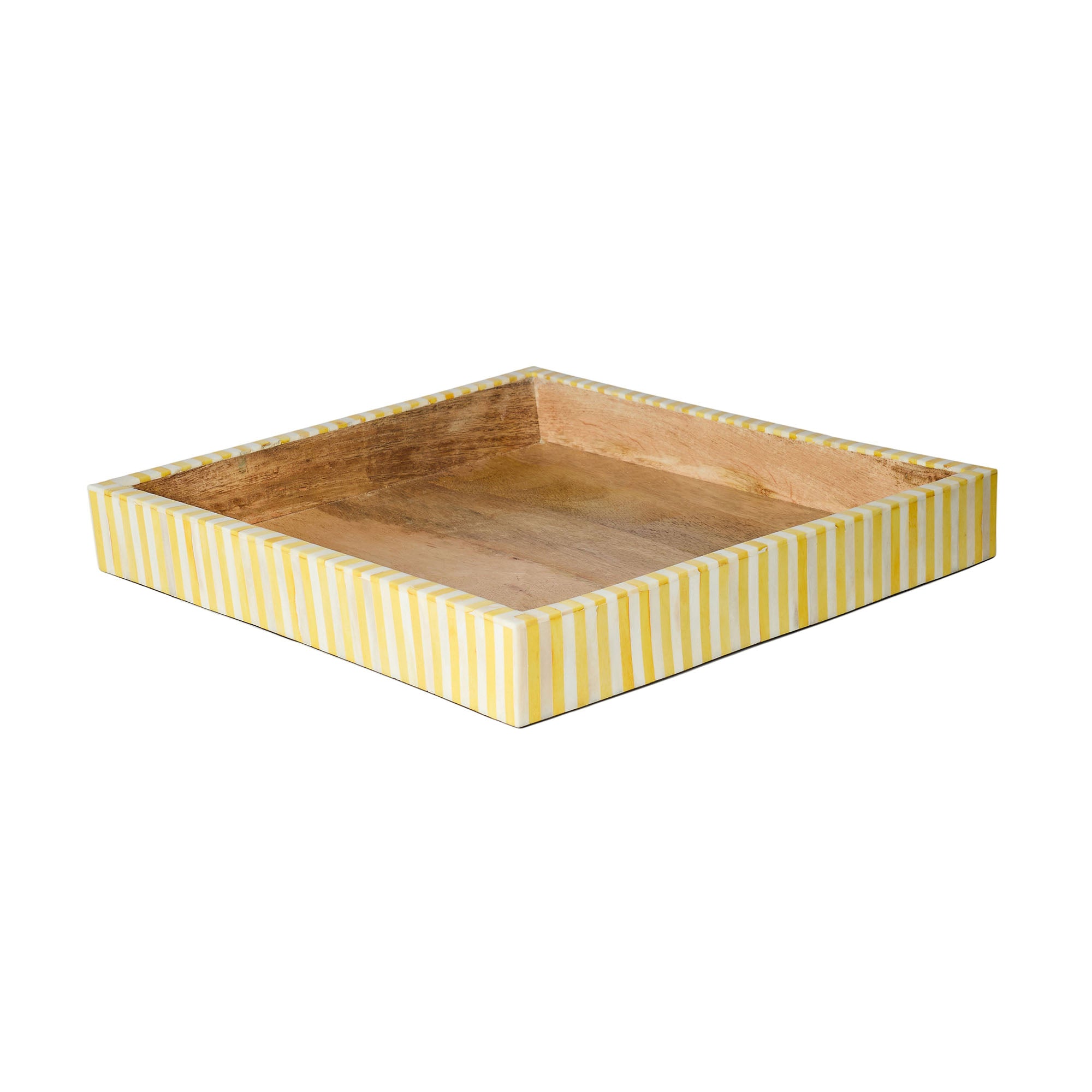 Square Inlay Tray | Large | Yellow  | Striped