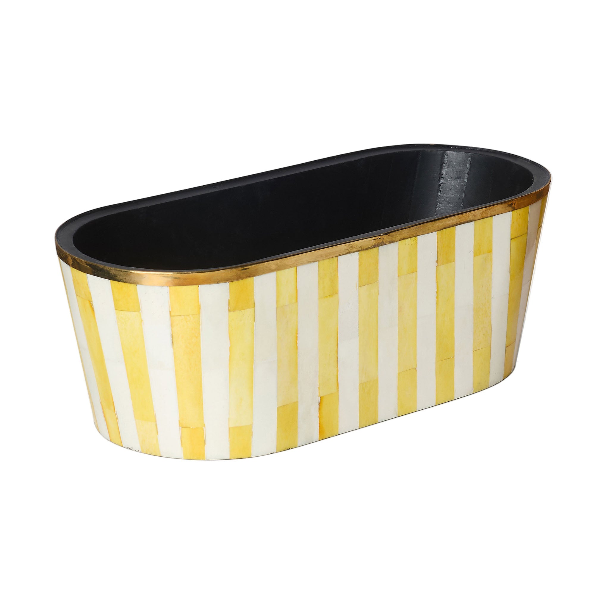 Oblong Inlay Planter | Large | Yellow | Striped