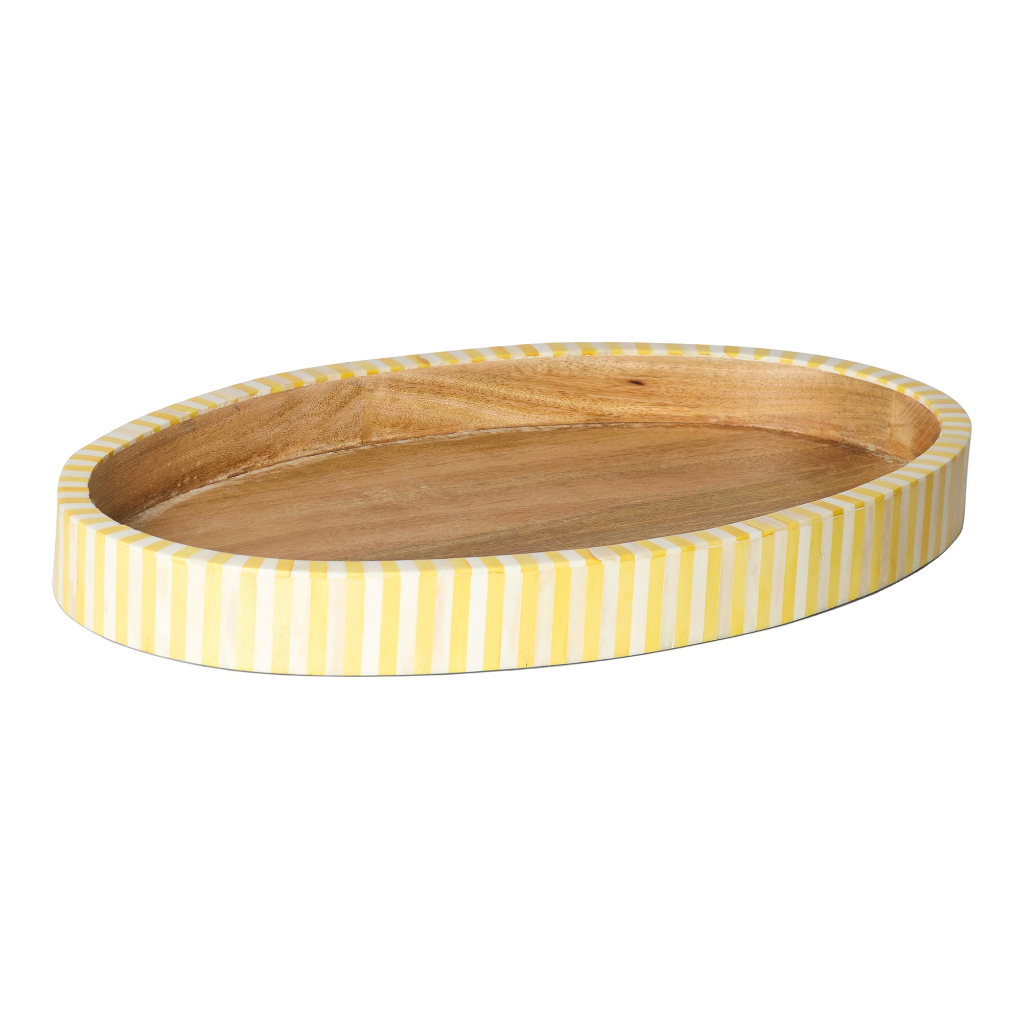 Oval Inlay Tray | Large | Yellow | Striped