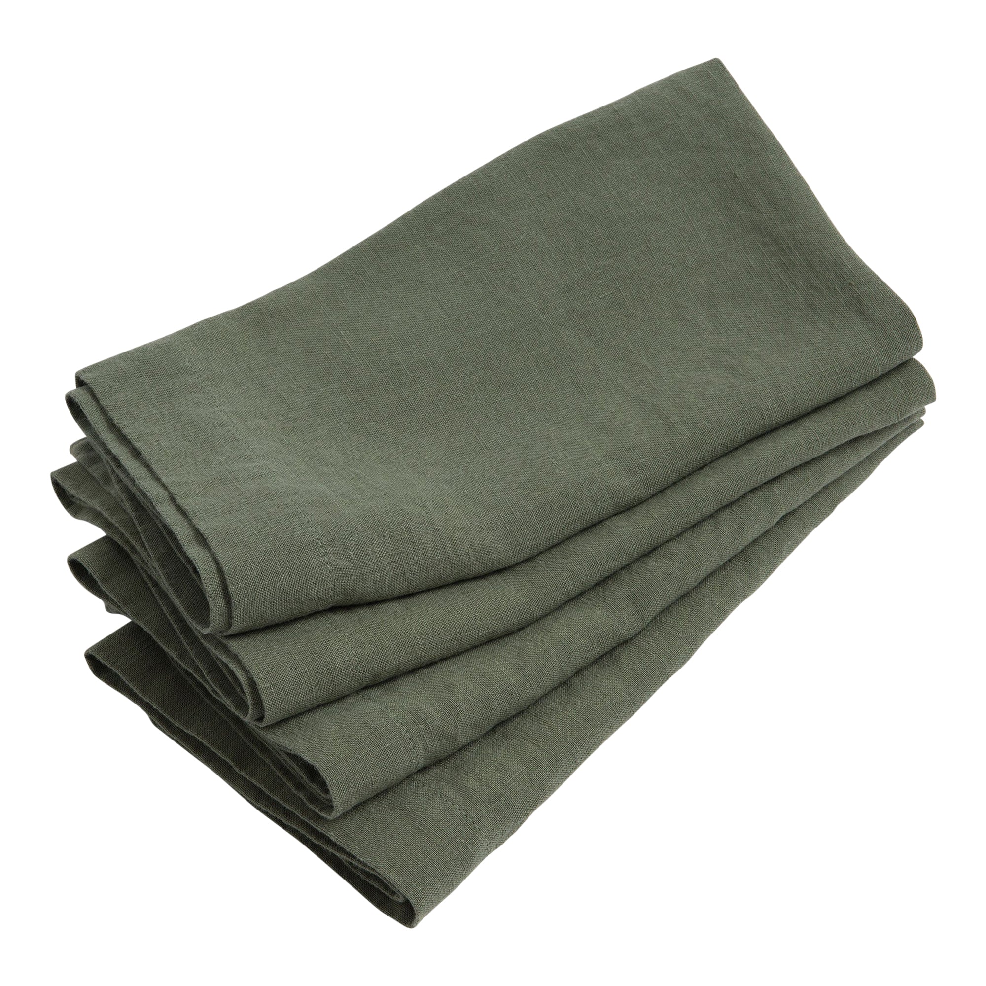 Olive Green 100% Linen Napkins - Set of 4