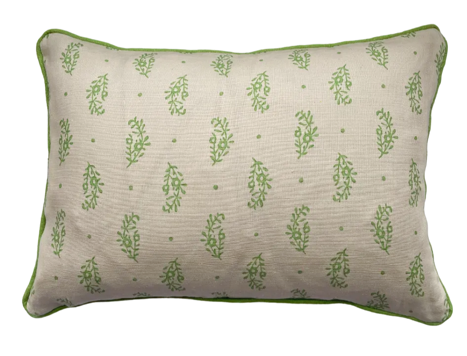 Paisley Sprig Cushion - Green