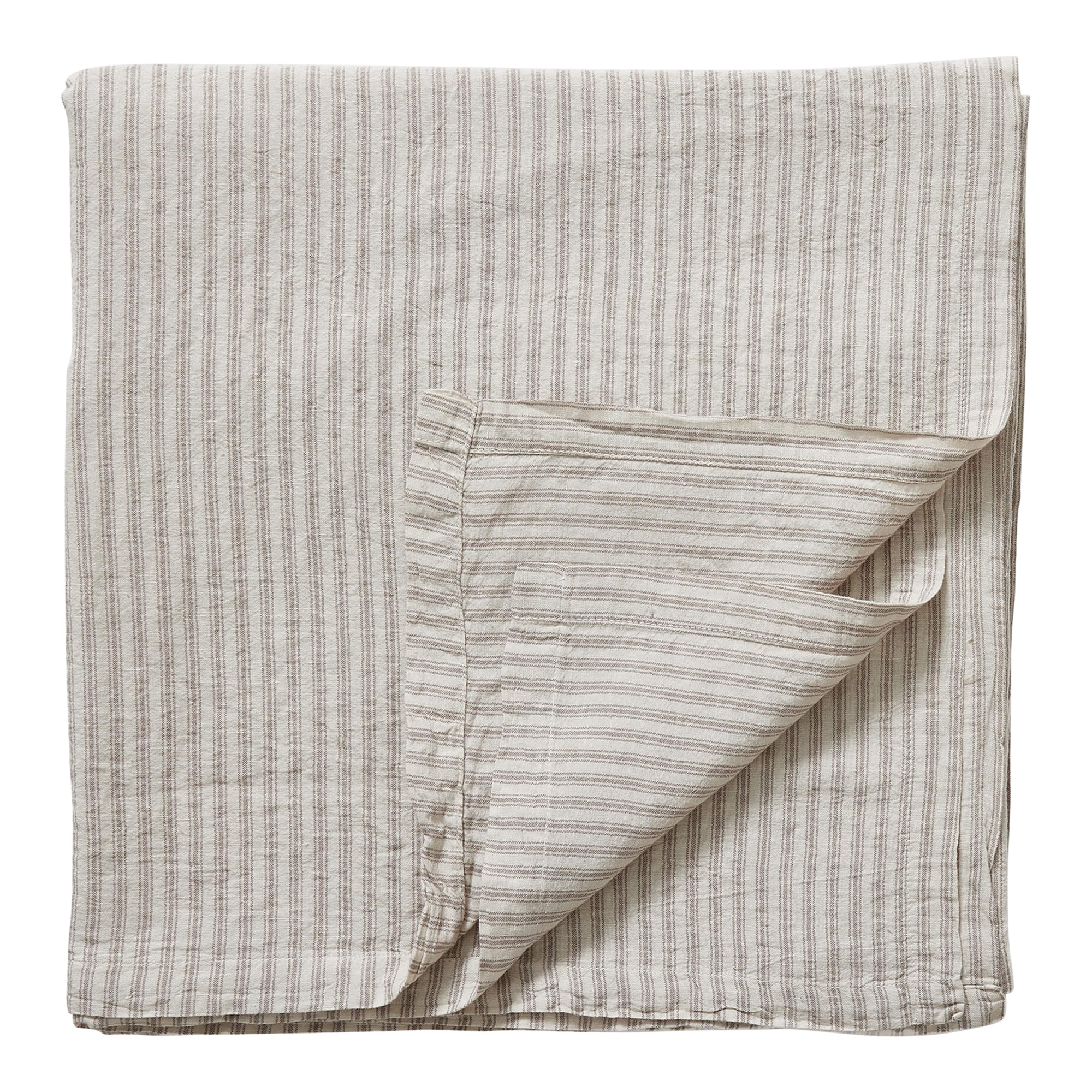 Washed Linen Cotton Ticking Stripe Tablecloth - Mineral