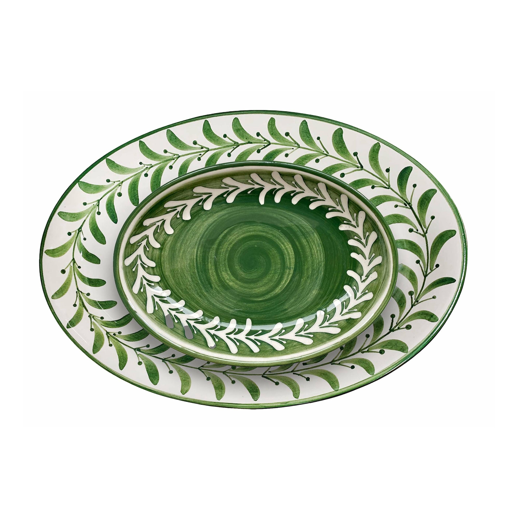 Helecho Serving Platter (set of two) - Fern Green