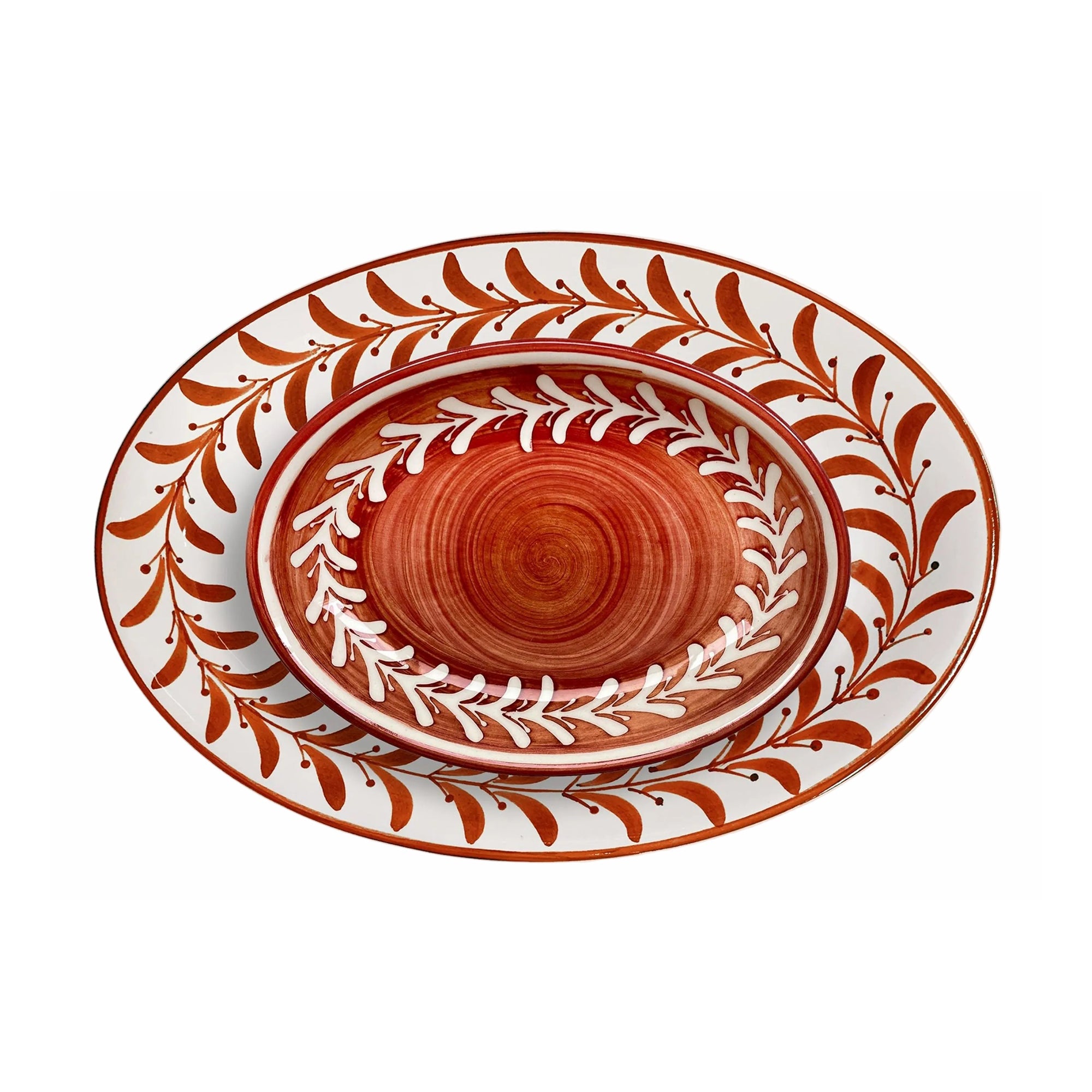 Helecho Serving Platter (set of two) - Rust Red