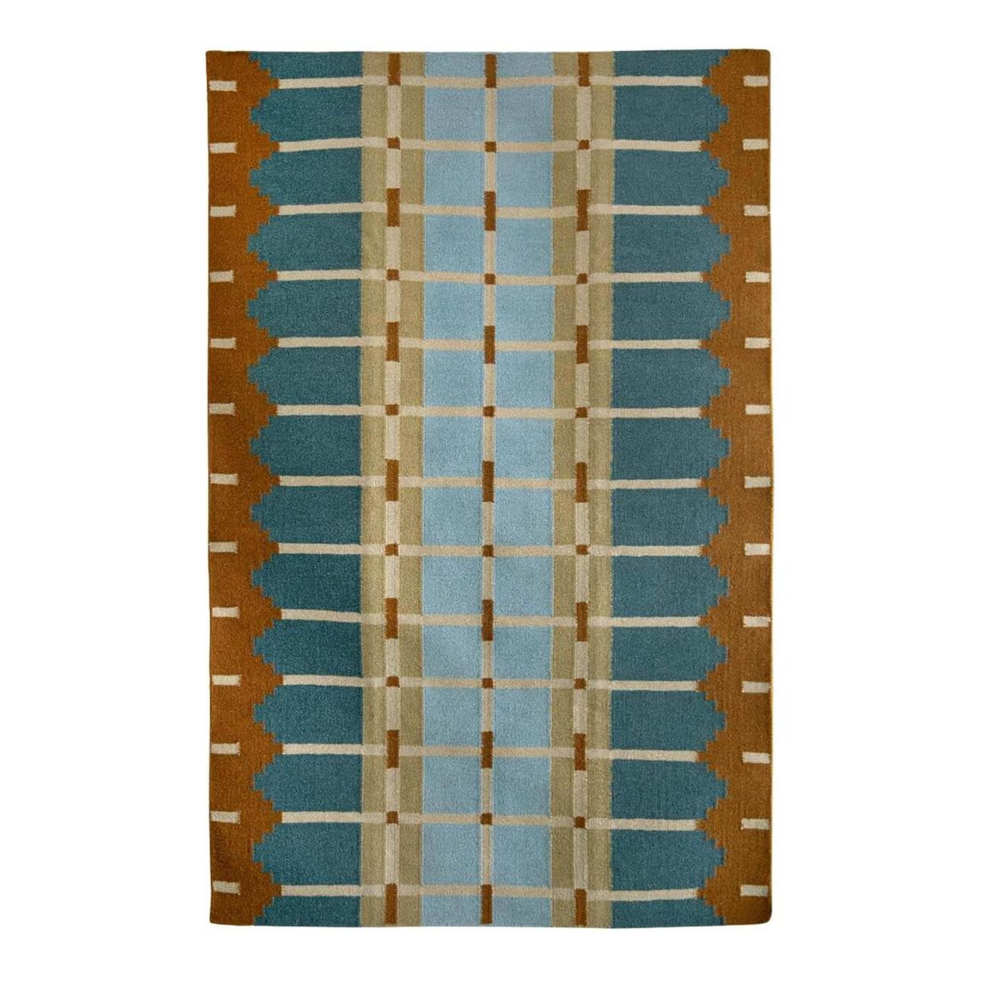 Corbie Flatweave Rug | Blue & Ochre