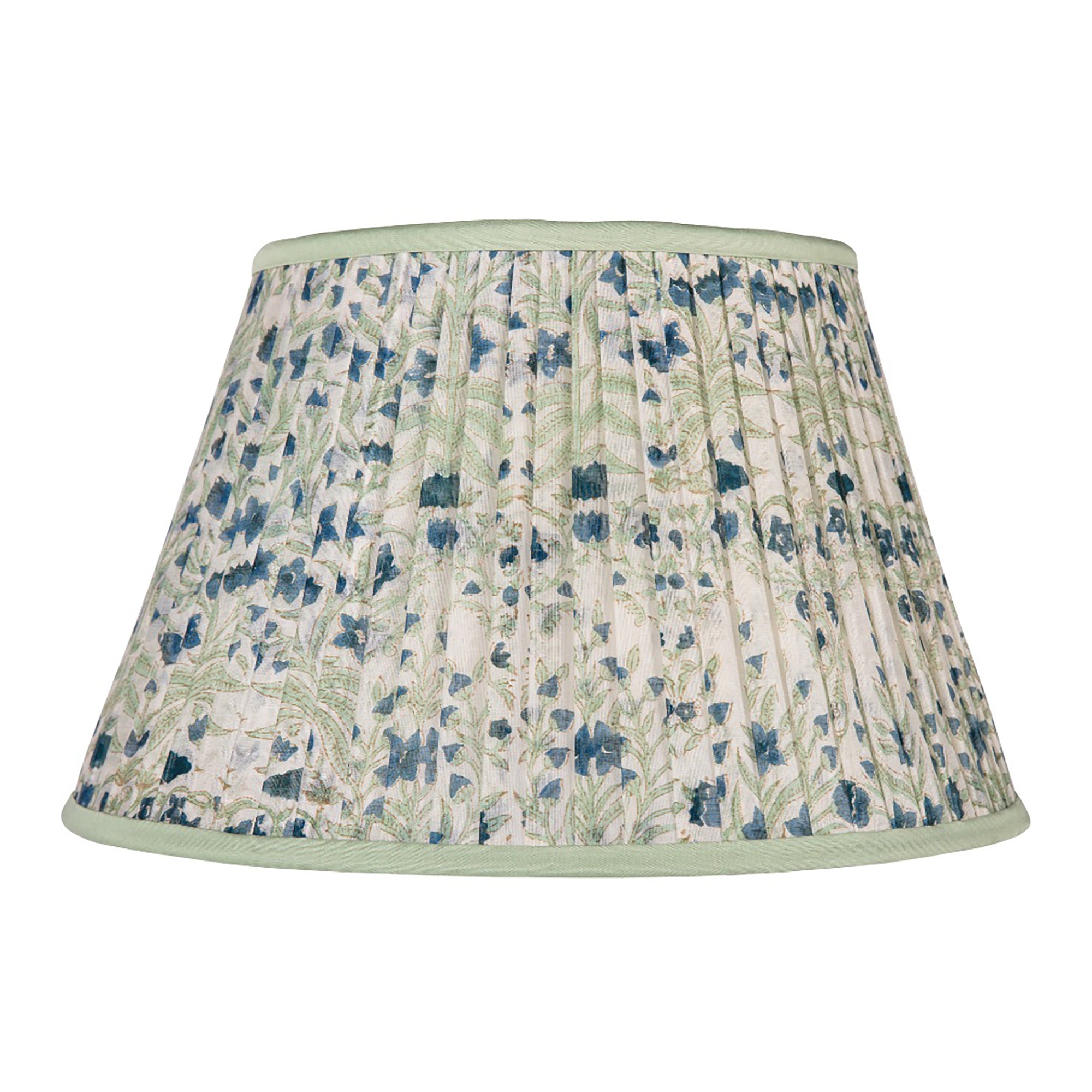 Bluebell Lampshade with Green Trim