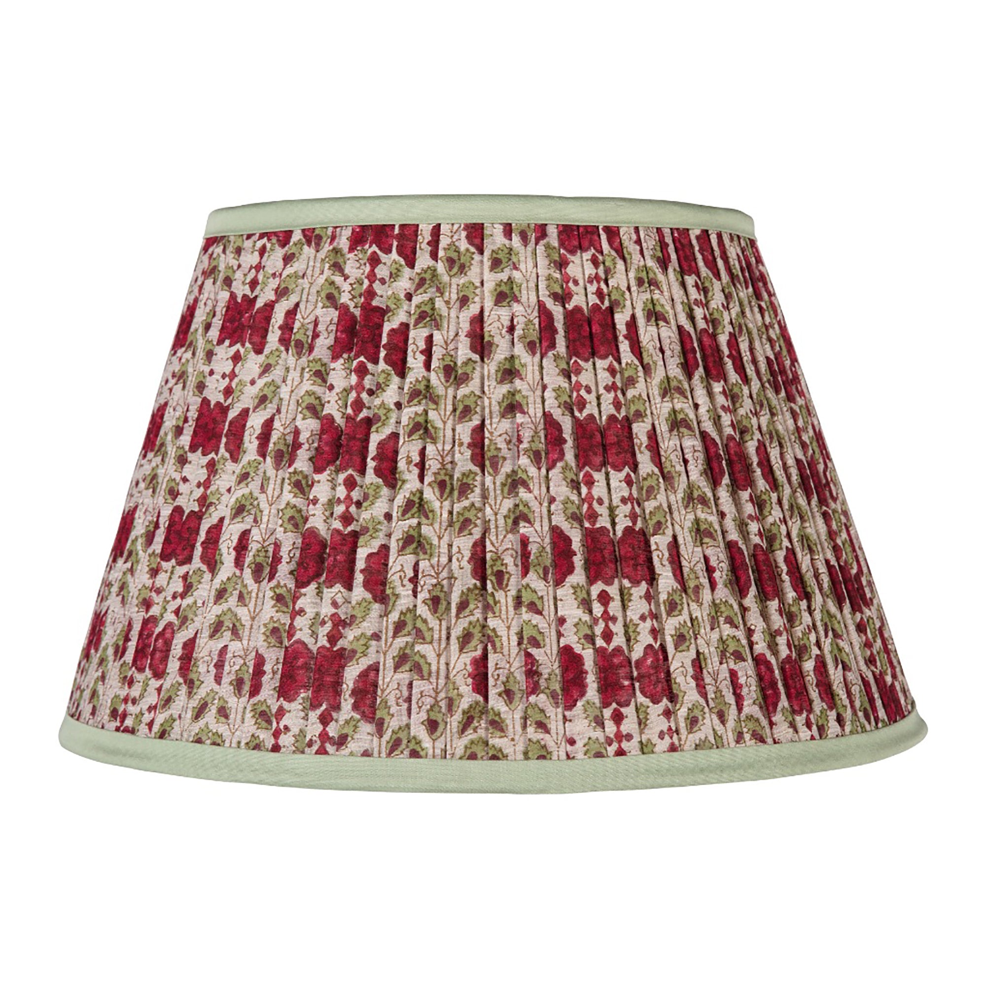 Red & Sage Lampshade with Sage Trim