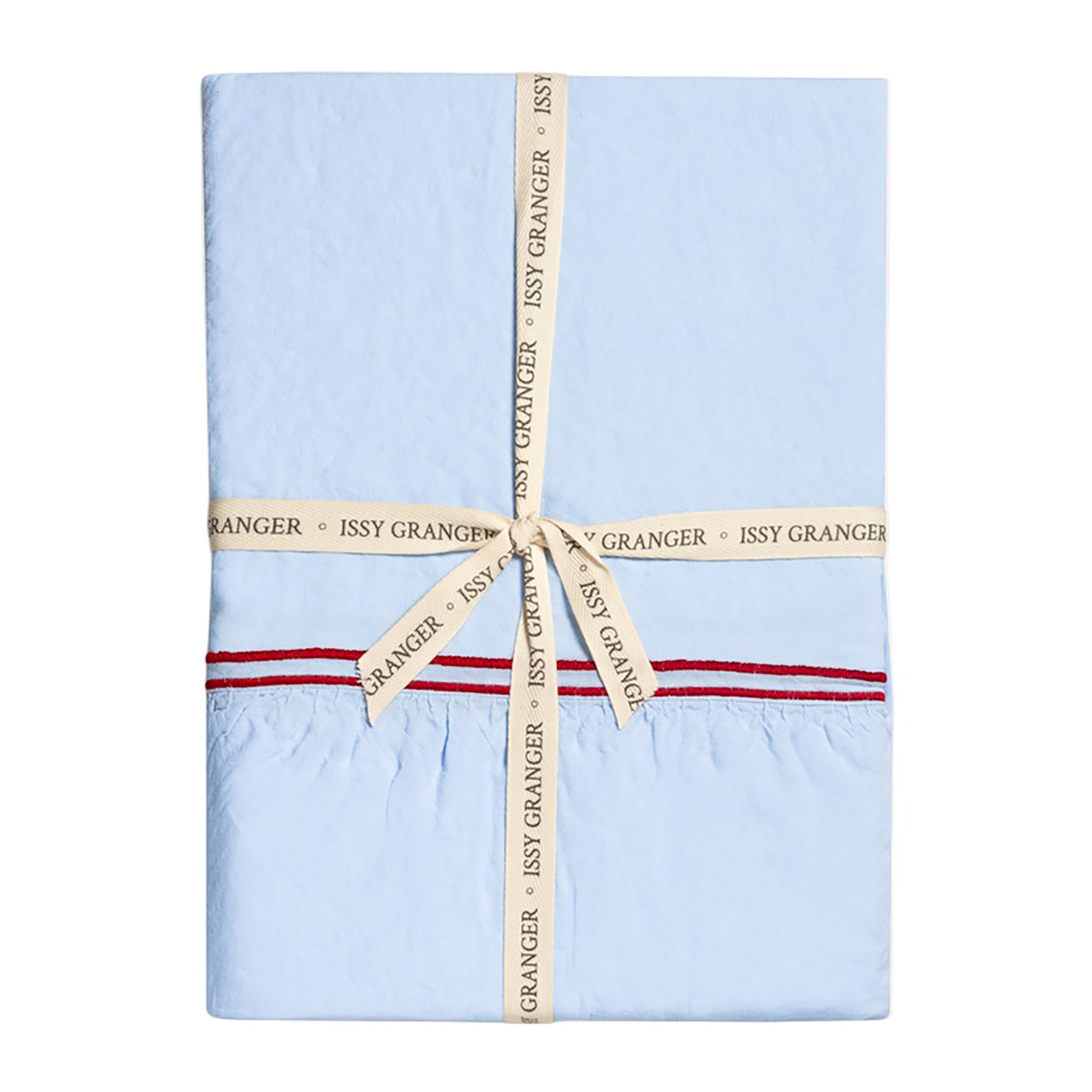 Blue Double Piped Linen Tablecloth