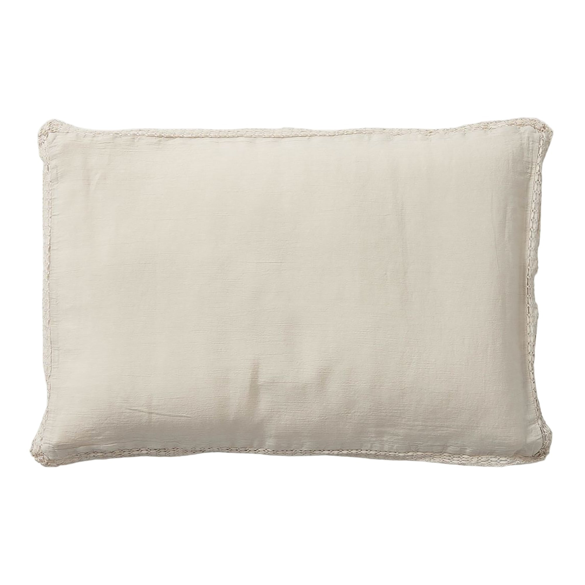 Washed Linen Cotton  Oxford Pillowcase with Lace Edge - Putty