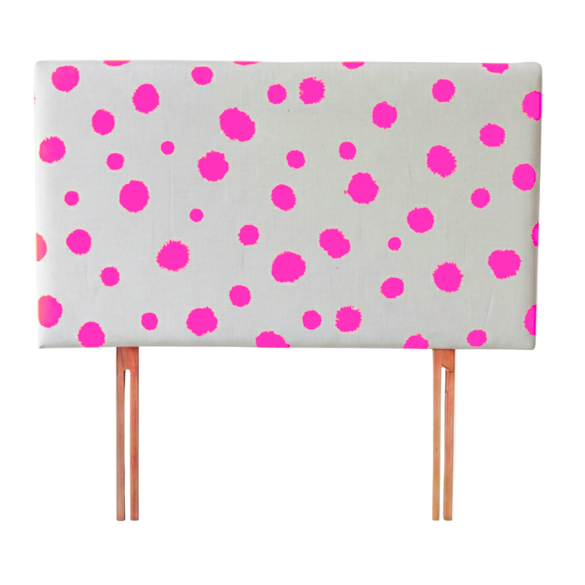Hand-painted Upholstered Linen Headboard in Polka Dot print Single size