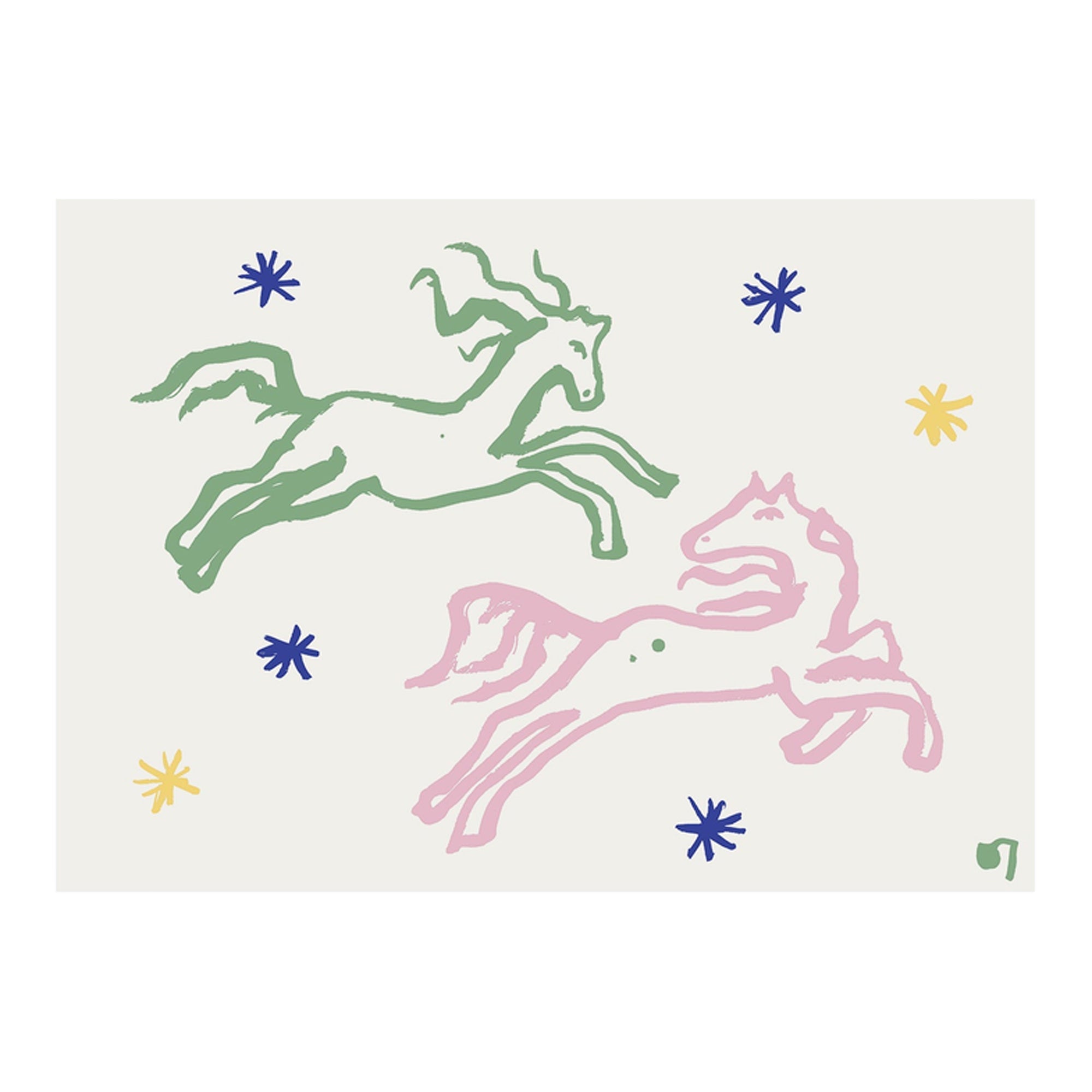 Pink & Green Horses