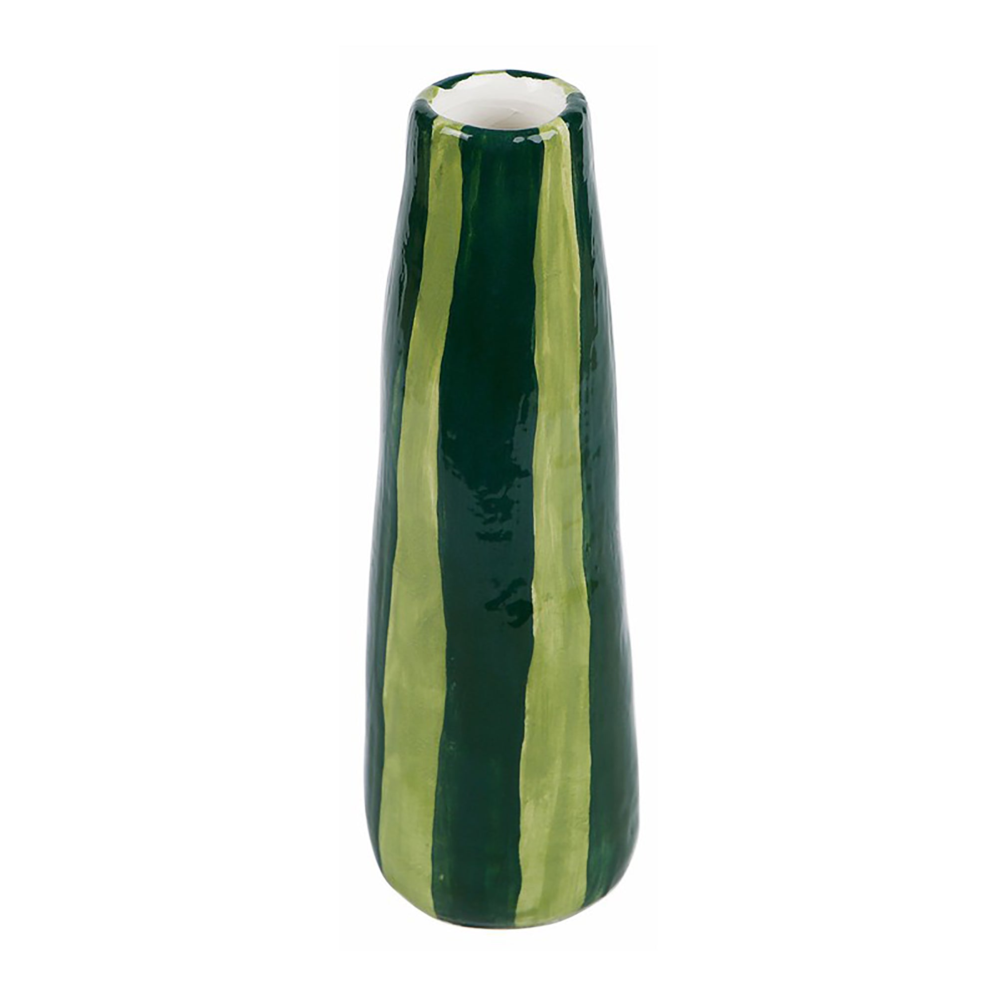 Green on Green Stripe Stem Vase
