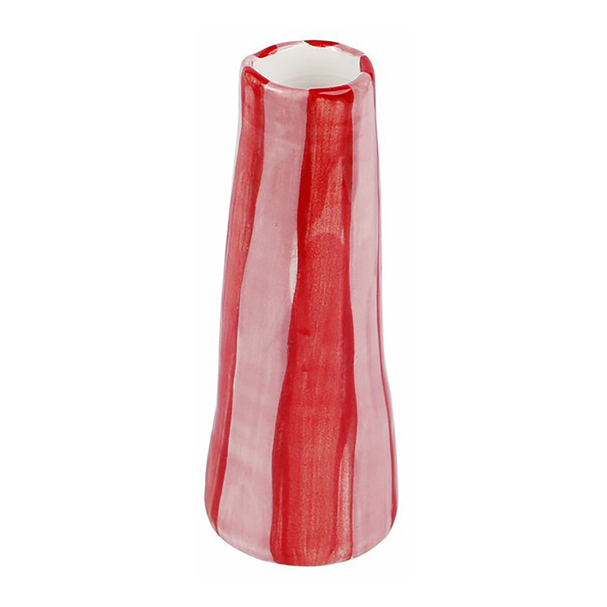Red on pink stripes stem vase