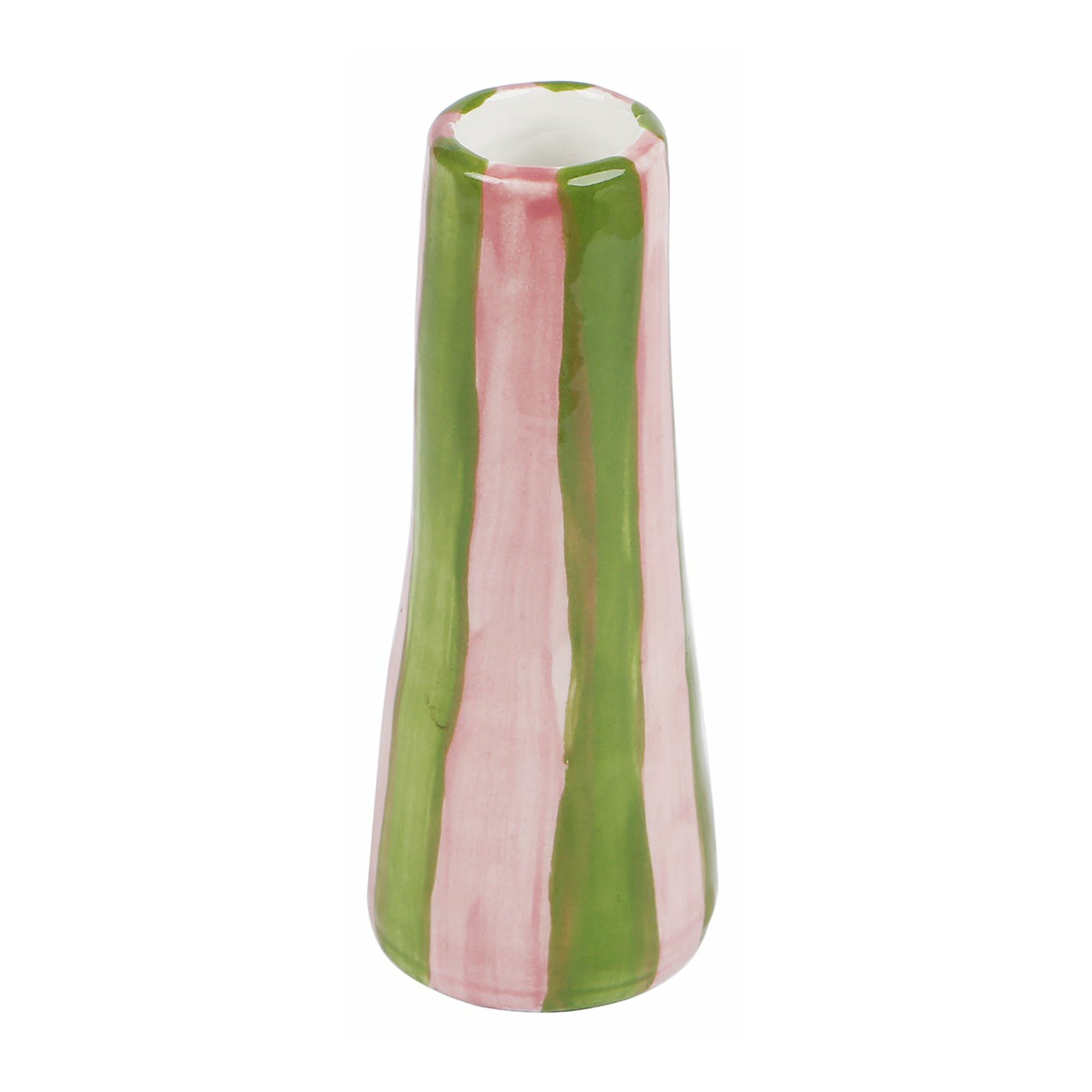 Lime on pink stripes stem vase