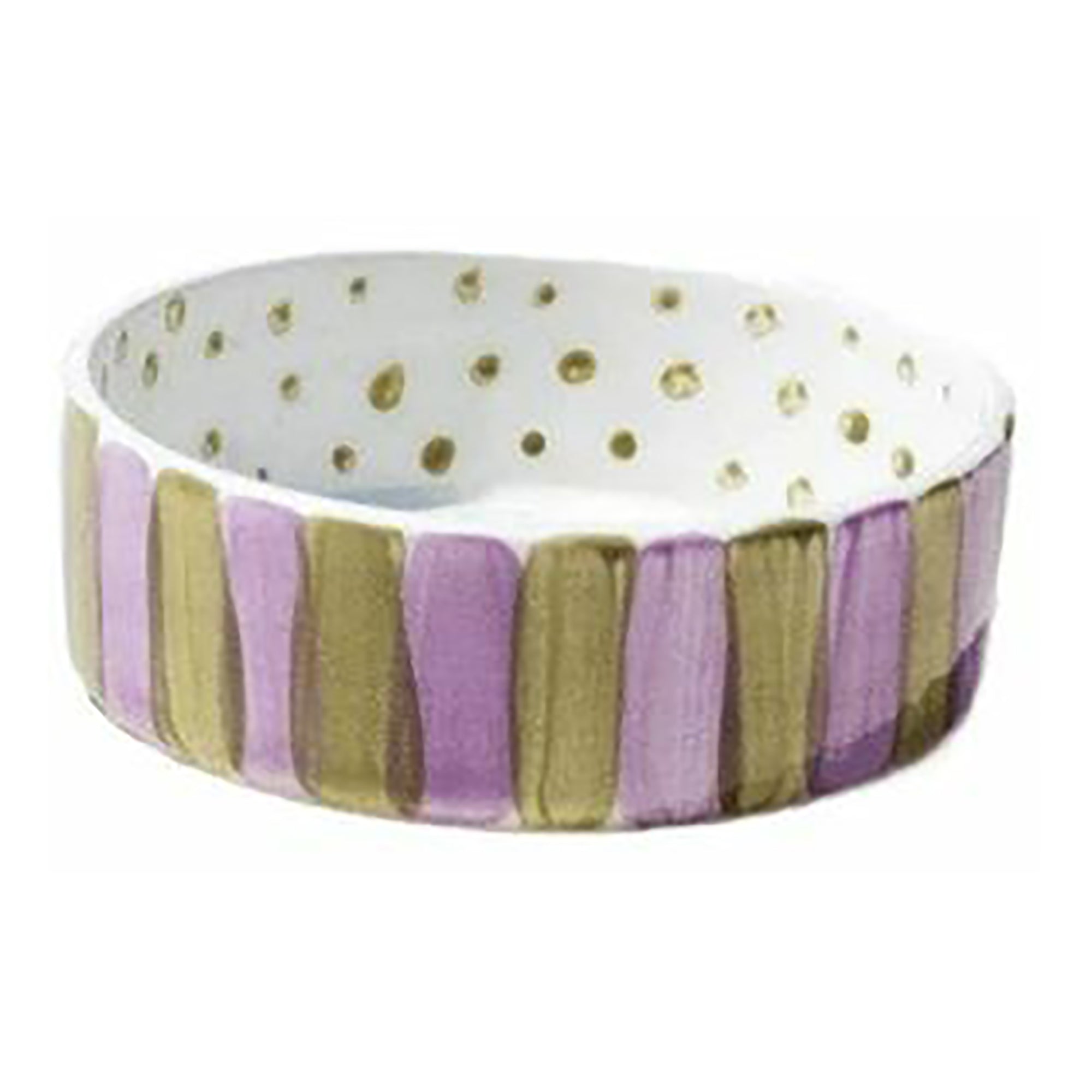 Olive on purple stripes dog bowl