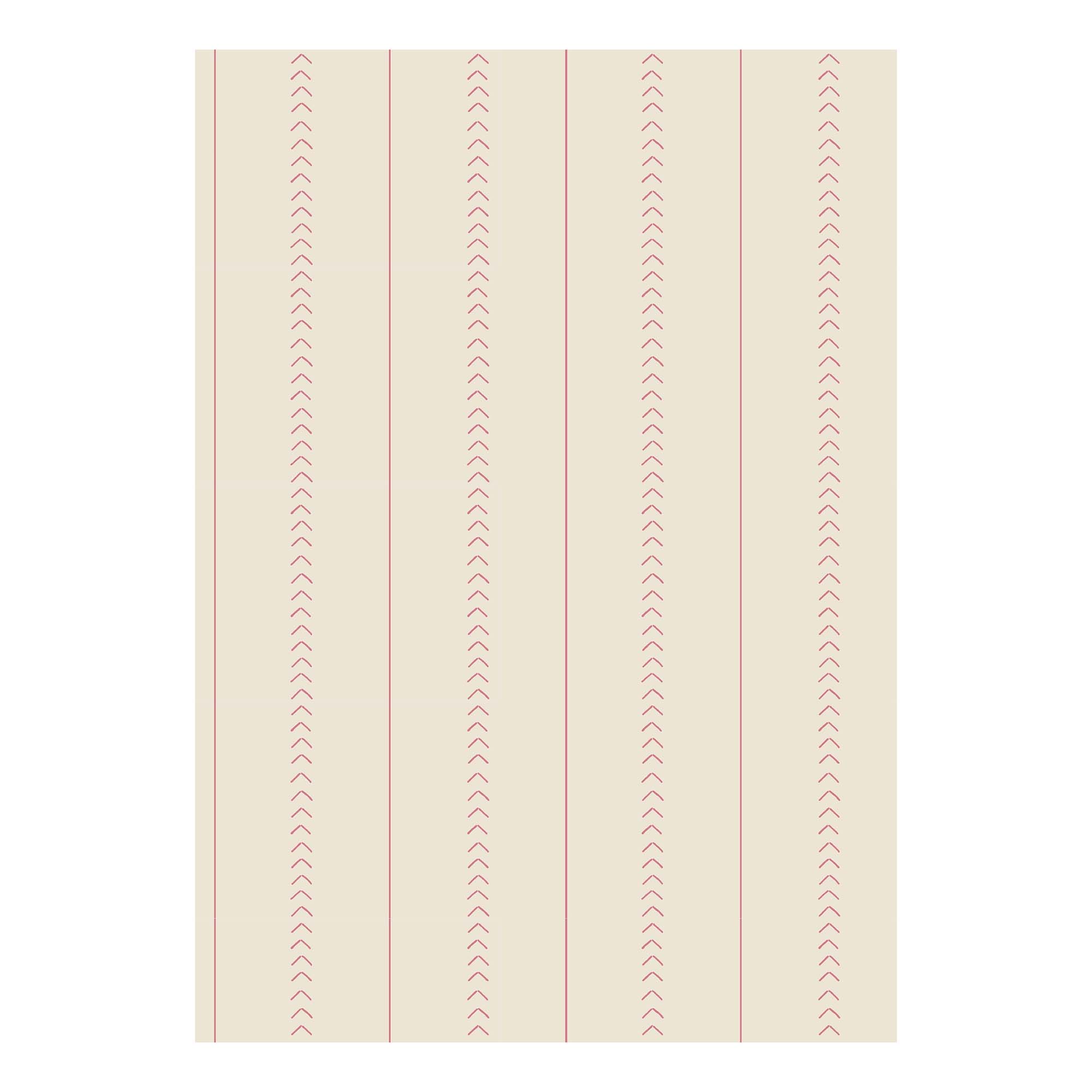 Sail Stitch Stripe Wallpaper - CORAL