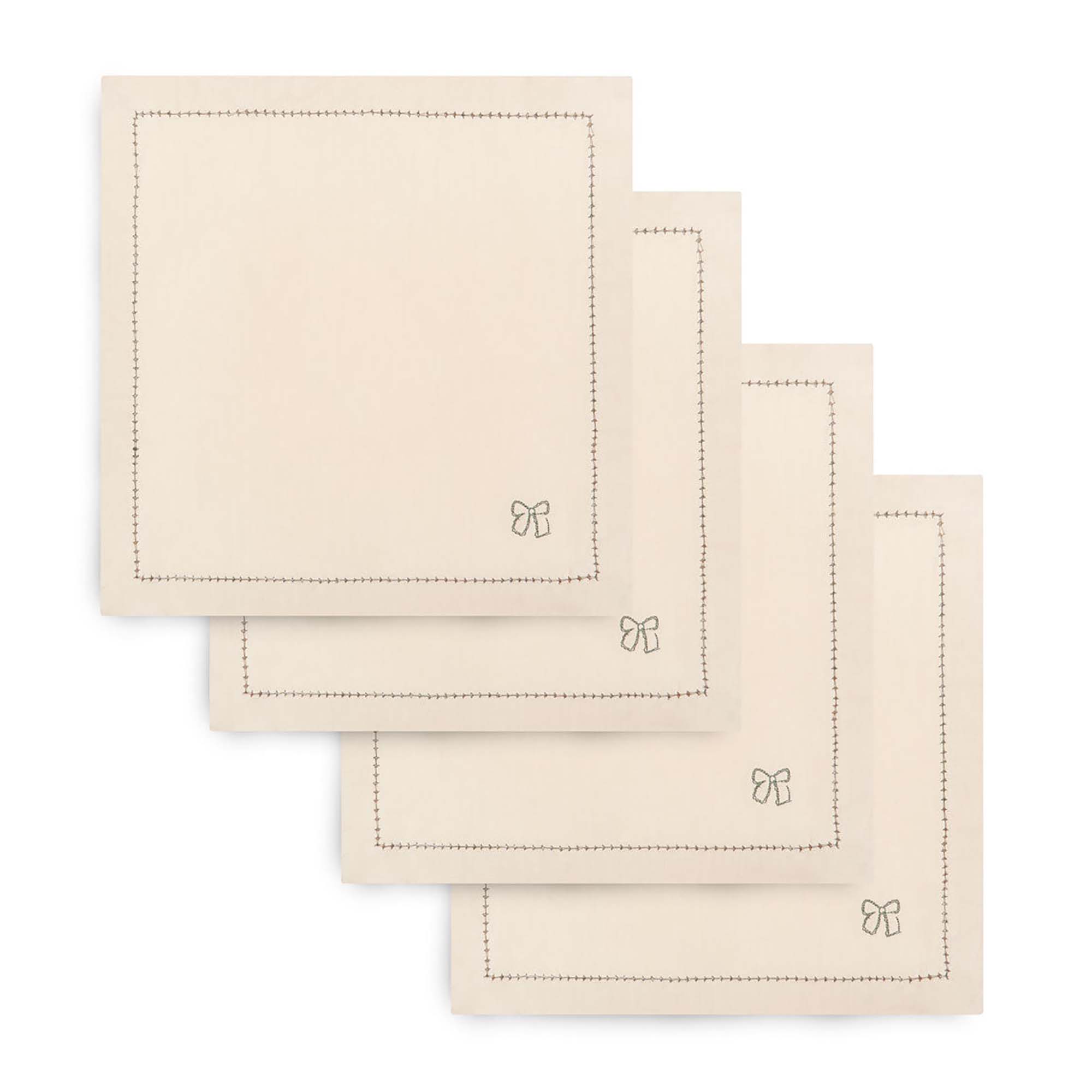 Embroidered Linen Napkins, Set of 4 - Natural