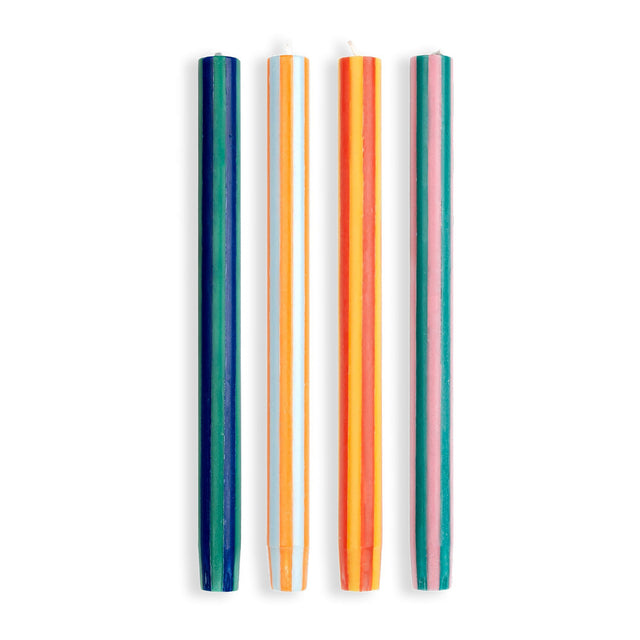 Stripe Dinner Candles | Mixed Set: Light Contrasting Colours