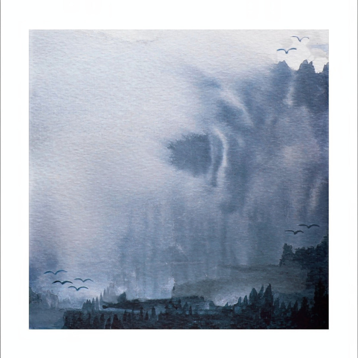 Ethereal Blue Abstract Landscape Art Print 30cm