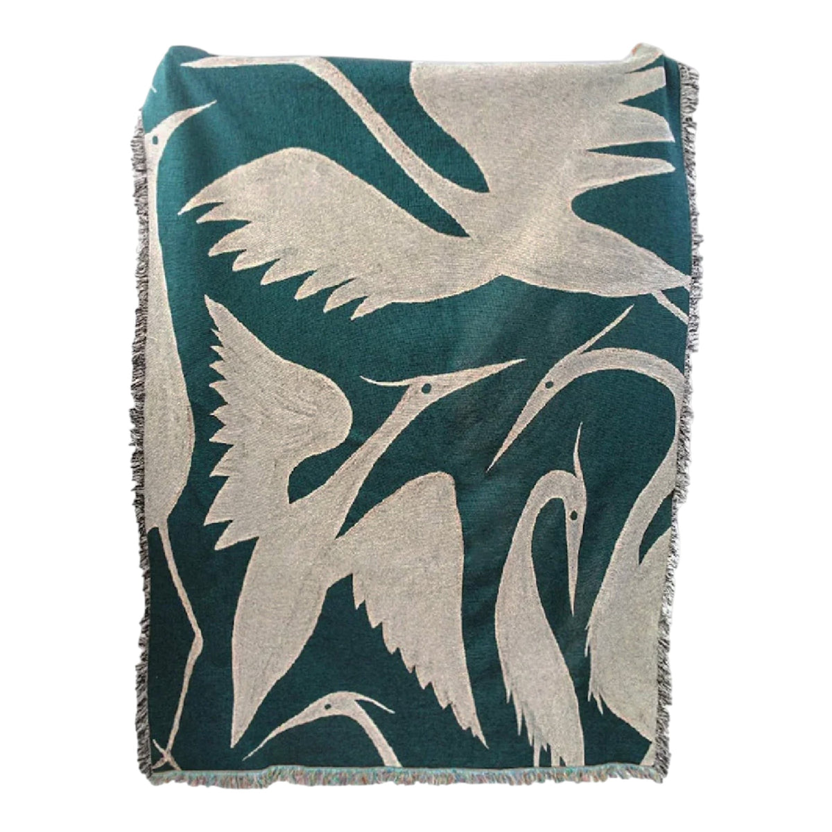 Herons Teal - Recycled Cotton Woven Throw