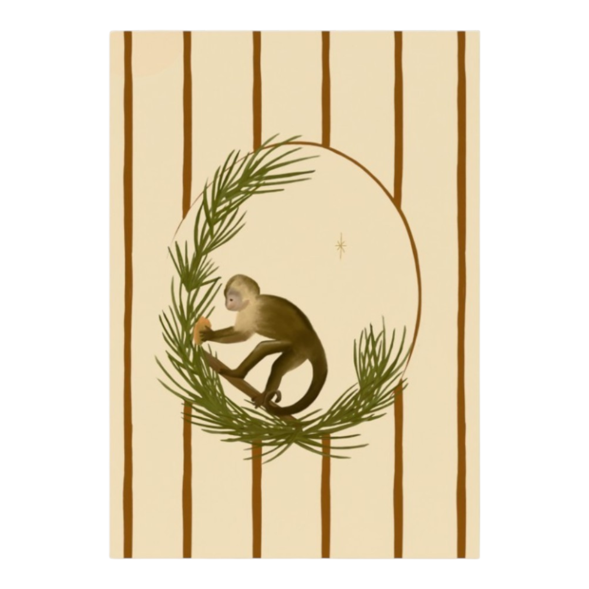 Capuchin eating a Mango Art Print