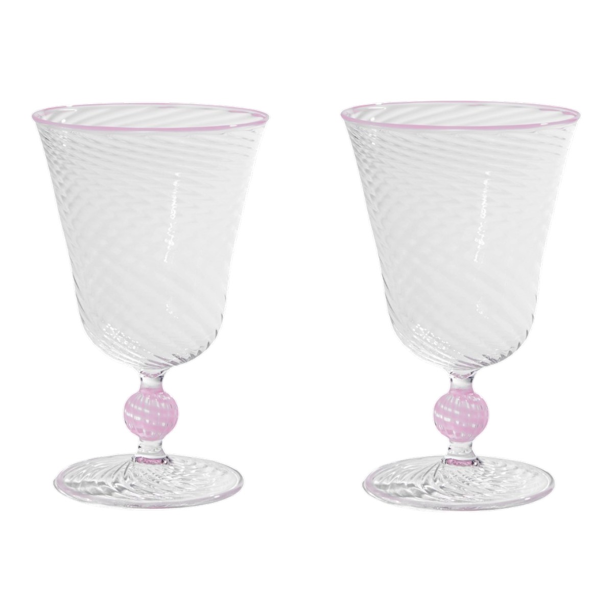 The Dido Venetian Wine Glass in Pink, Set of Two