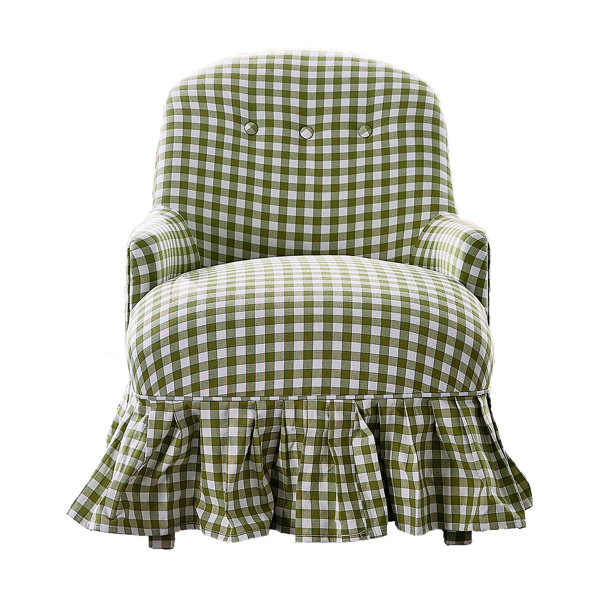 Upholstered Childrens Chair Green Gingham