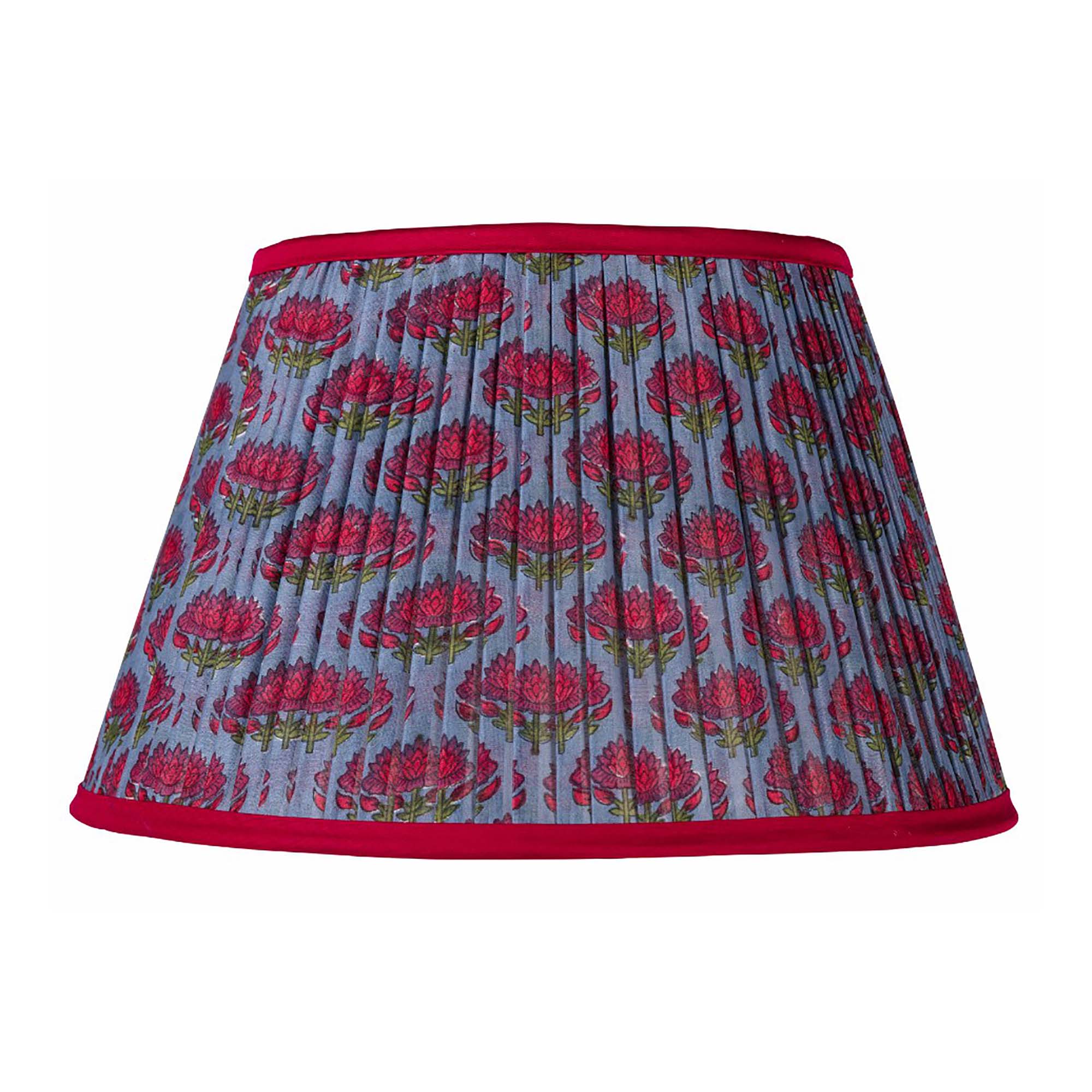 Cerise & Blue Lampshade with Pink Trim