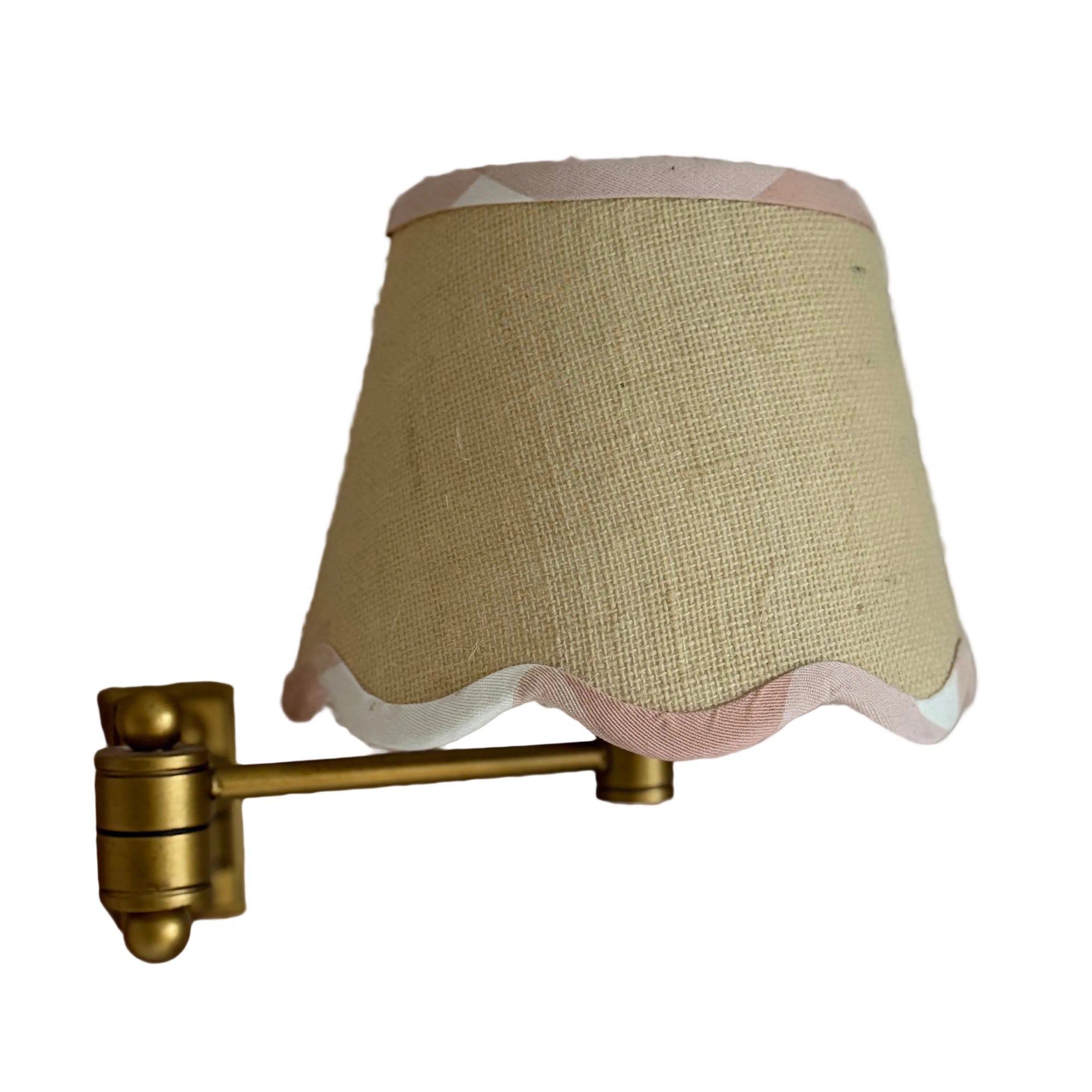 Jute Clip Lampshade Pink Gingham Trim