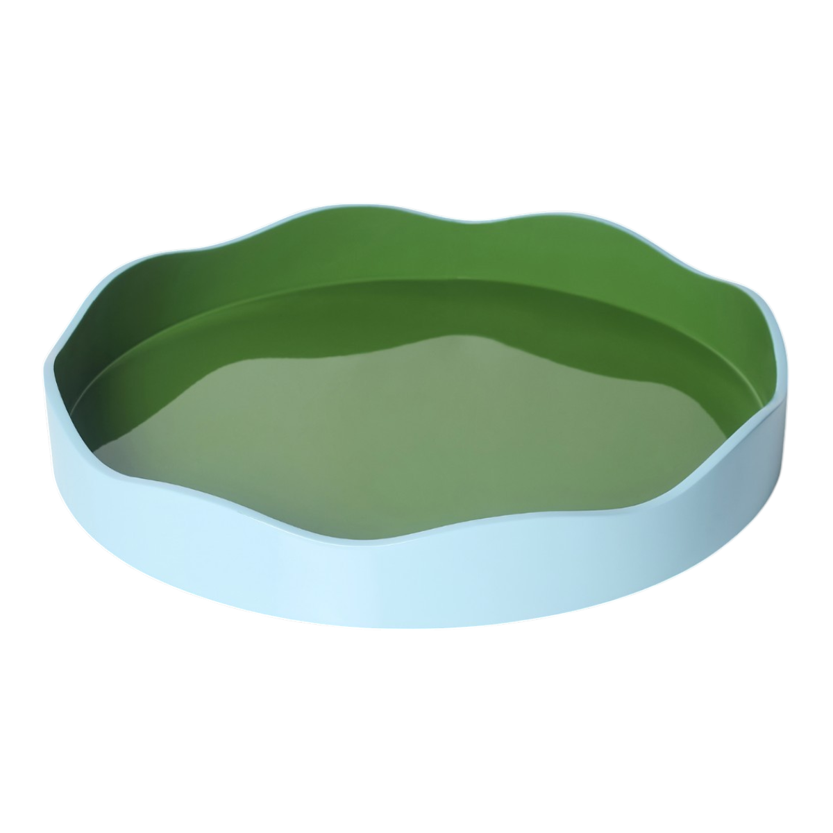 Allegra Round Wiggle Tray in Green and Blue