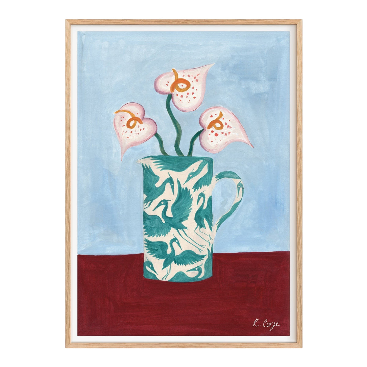 Teal Herons Jug Art Print