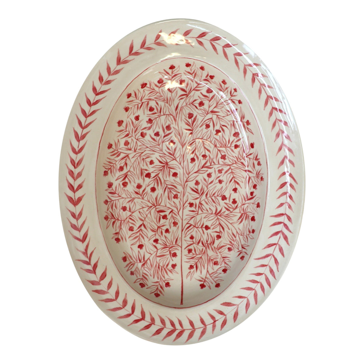 Hand Painted Pomegranate Oval Platter