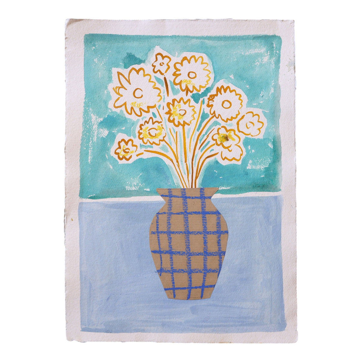 Blue Check Vase