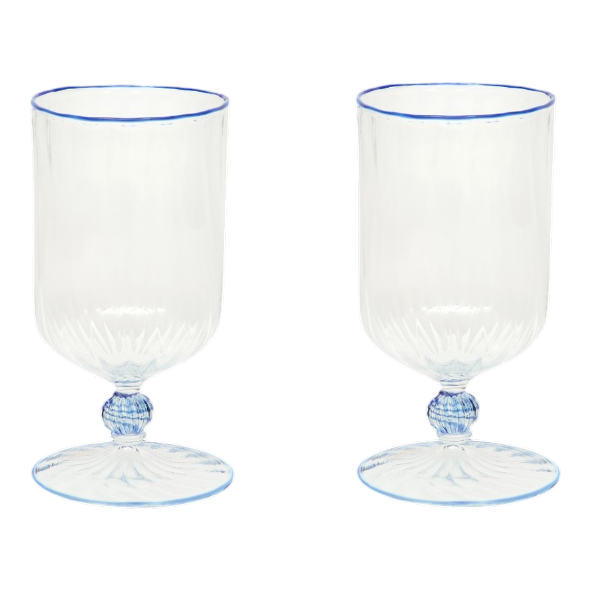 The Adrienne Venetian Wine Glass in Blue, Set of Two