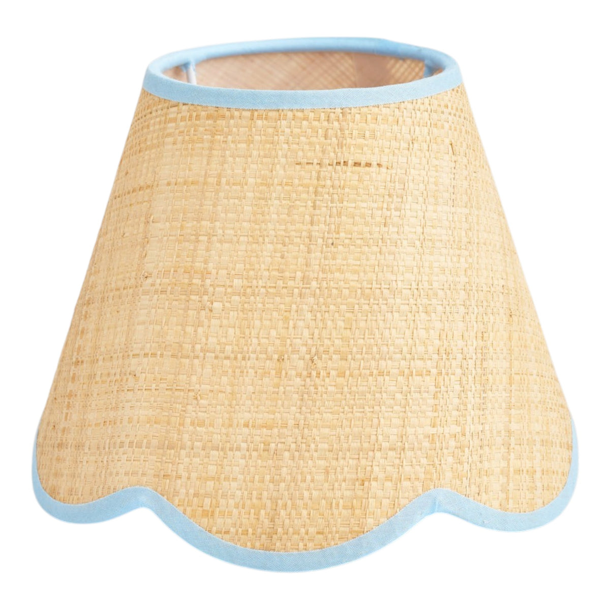 Blue Edged Raffia Scalloped Lampshade