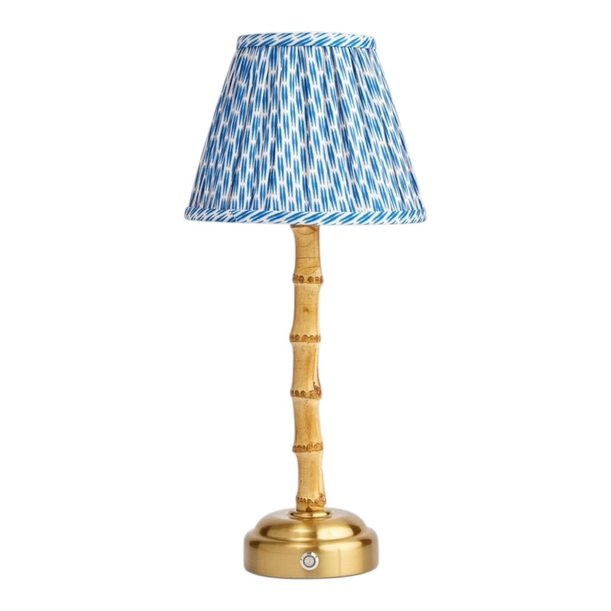 Bamboo Table Lamp with blue Patola Lampshade